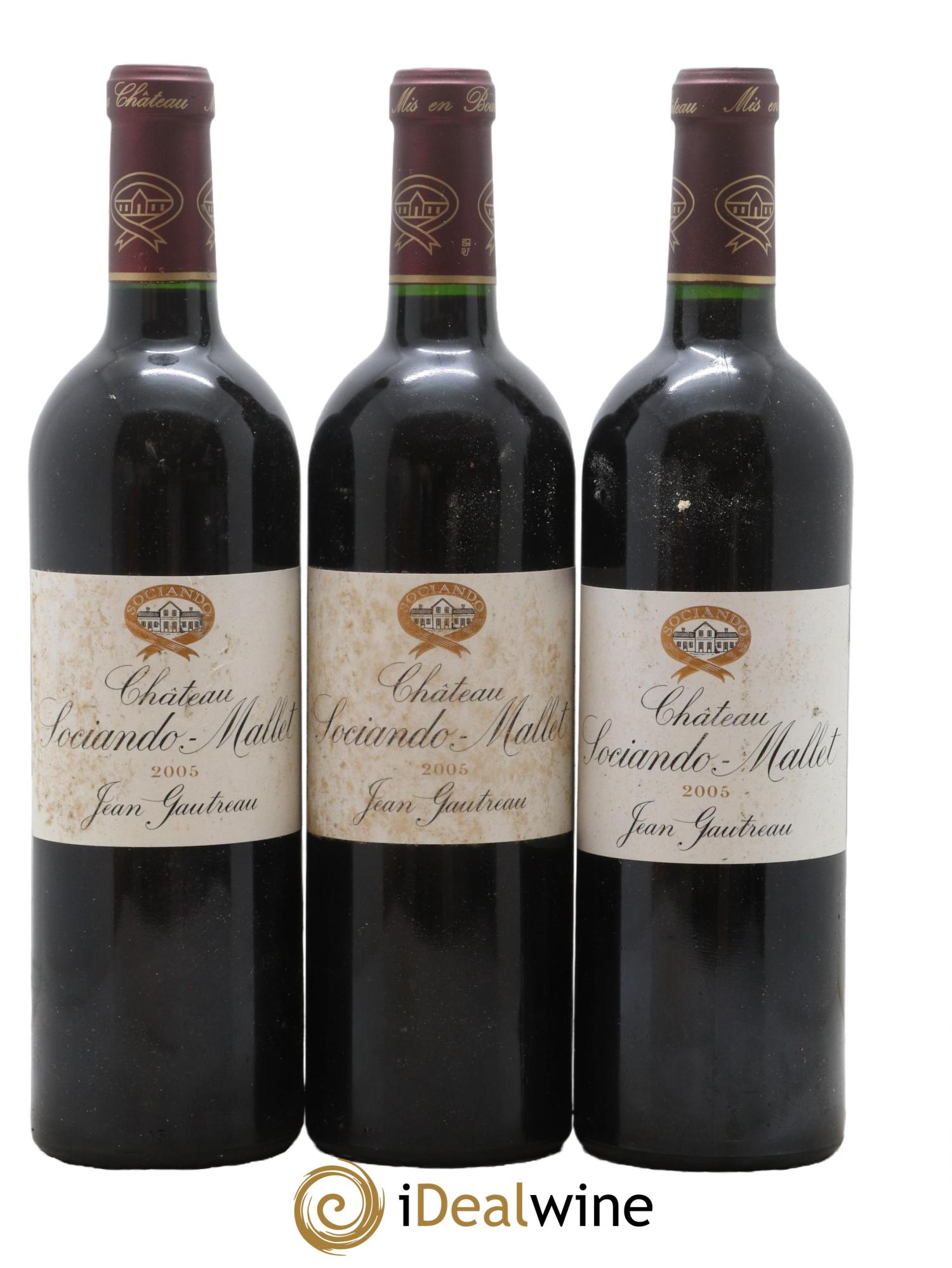 Château Sociando Mallet 2005 - Lot de 3 bouteilles - 0