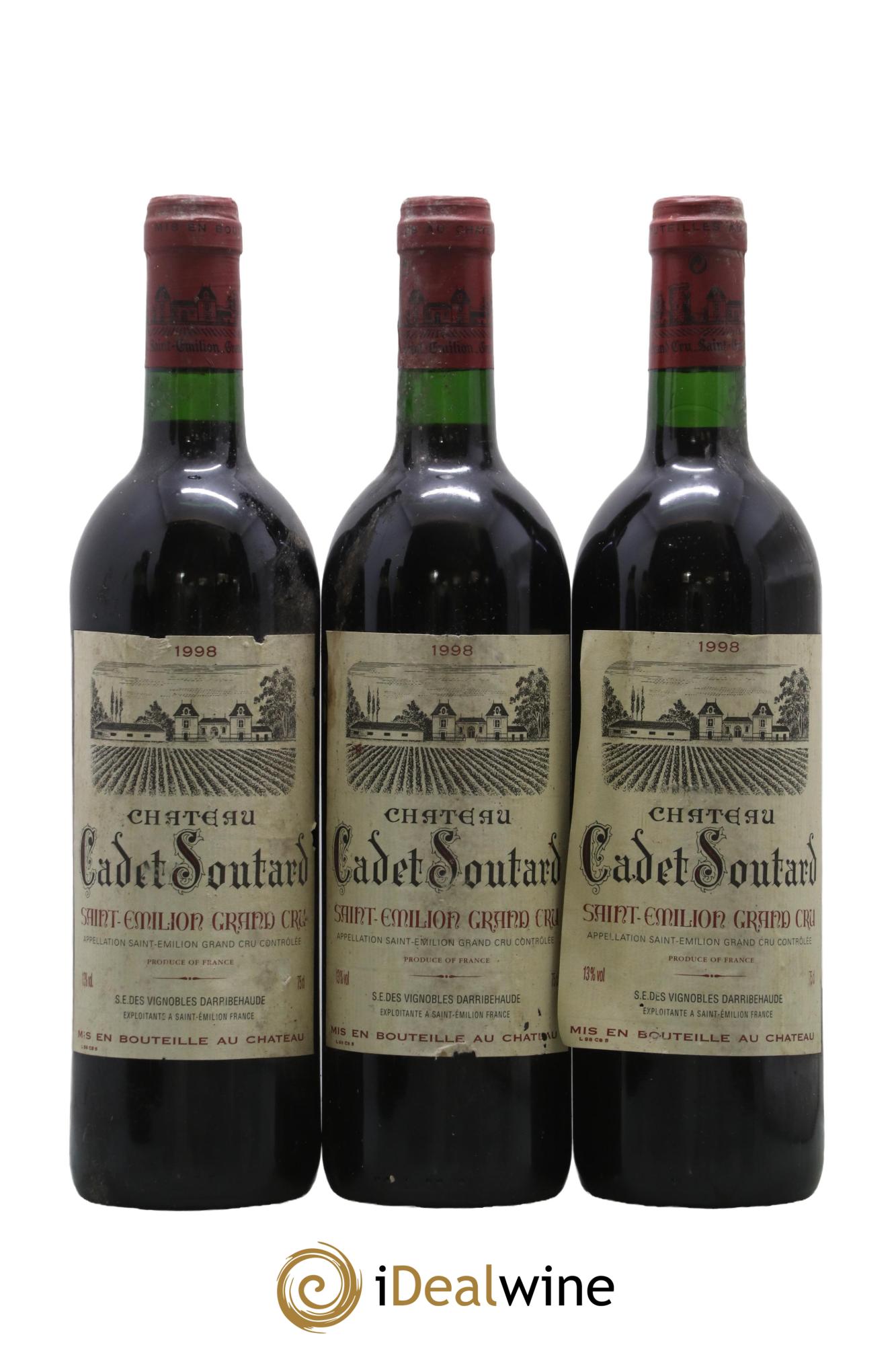 Saint-Émilion Grand Cru Château Cadet Soutard 1998 - Lot of 3 bottles - 0