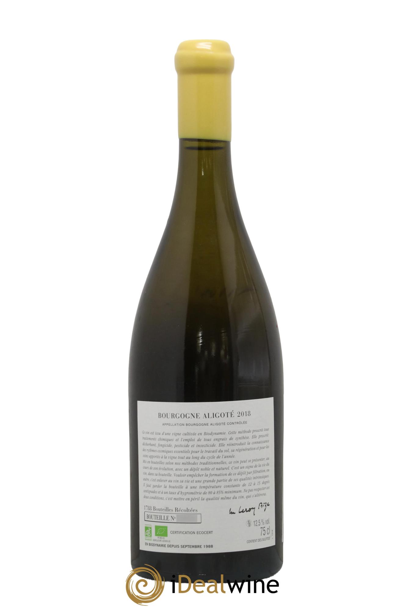 Bourgogne Aligoté Sous Chatelet d'Auvenay (Domaine) 2018 - Lot de 1 bouteille - 1