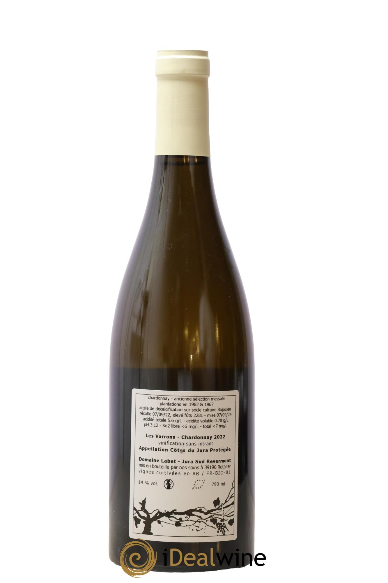 Côtes du Jura Chardonnay Les Varrons Romain - Julien  - Charline Labet 2022 - Lot de 1 bouteille - 1