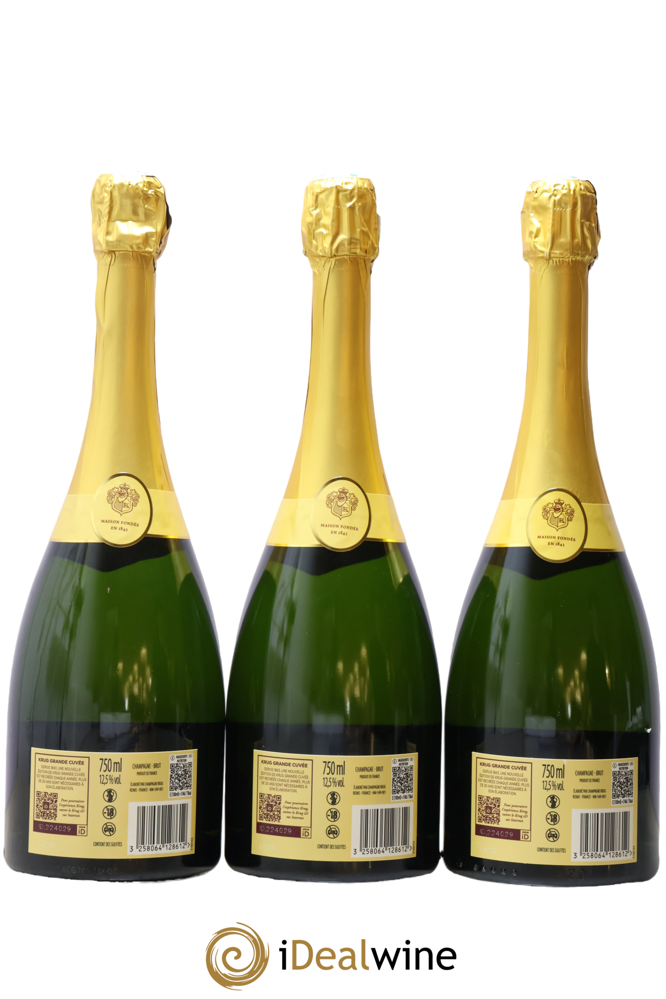 Grande Cuvée Brut - 173ème édition Krug  - Lot of 3 bottles - 1