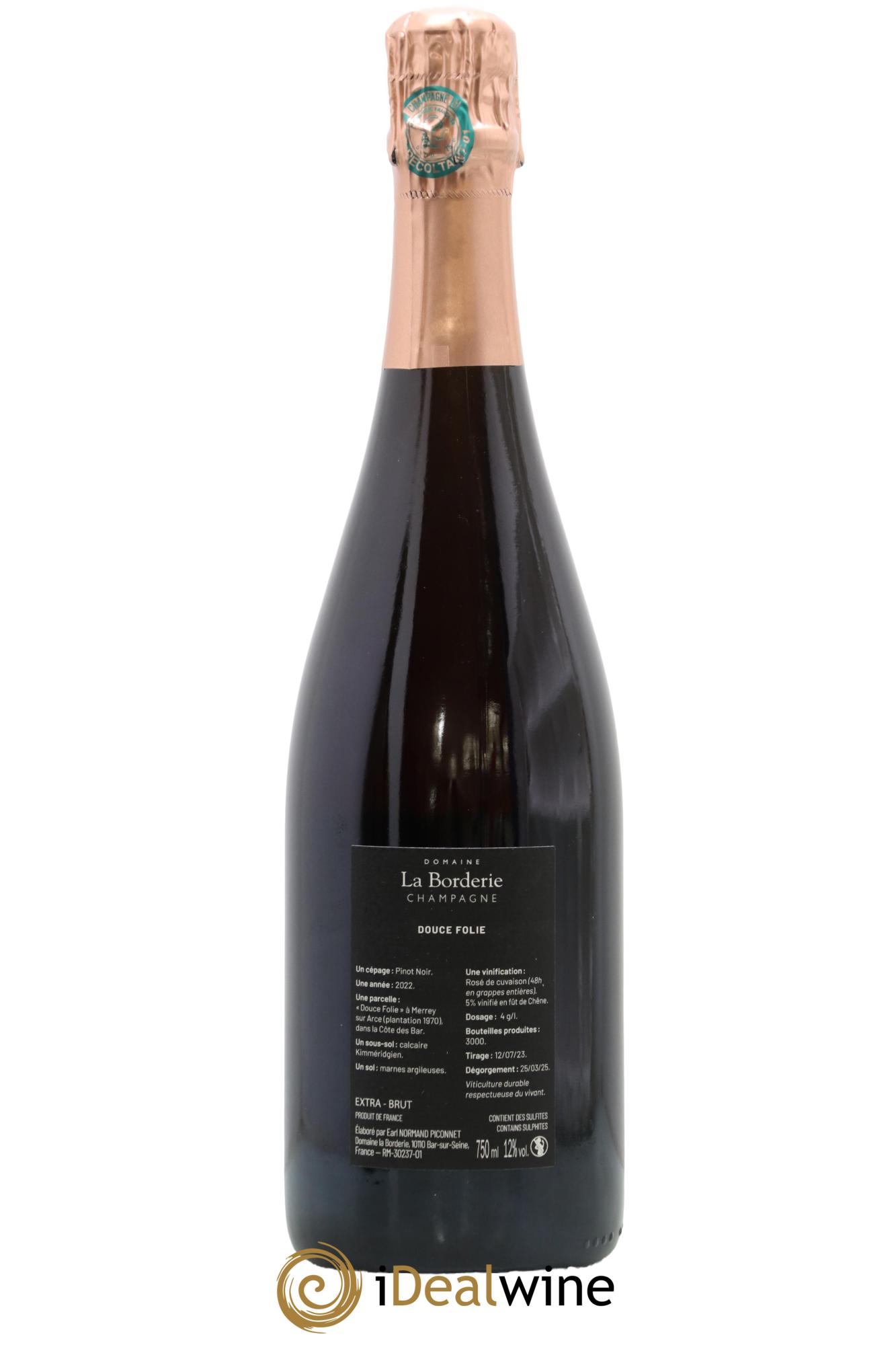 Champagne - Extra-Brut rosé Douce Folie La Borderie 2022 - Lot de 1 bouteille - 1