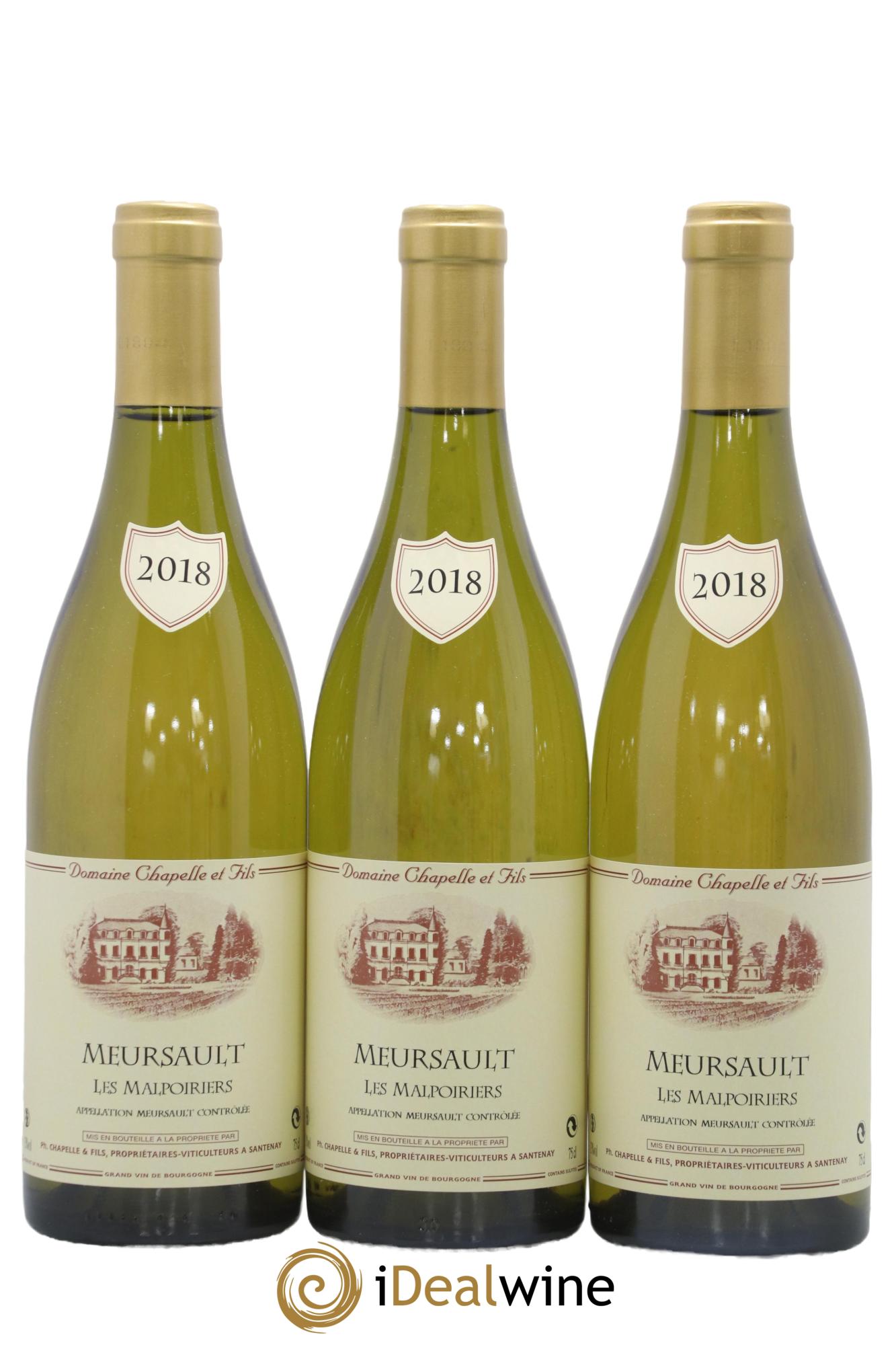 Meursault Les Malpoiriers Chapelle 2018 - Lot de 3 bouteilles - 0
