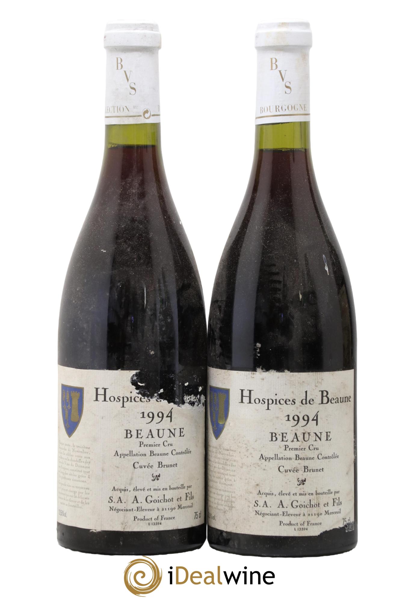 Beaune 1er Cru Cuvée Brunet Hospices de Beaune A. Goichot 1994 - Lot de 2 bouteilles - 0