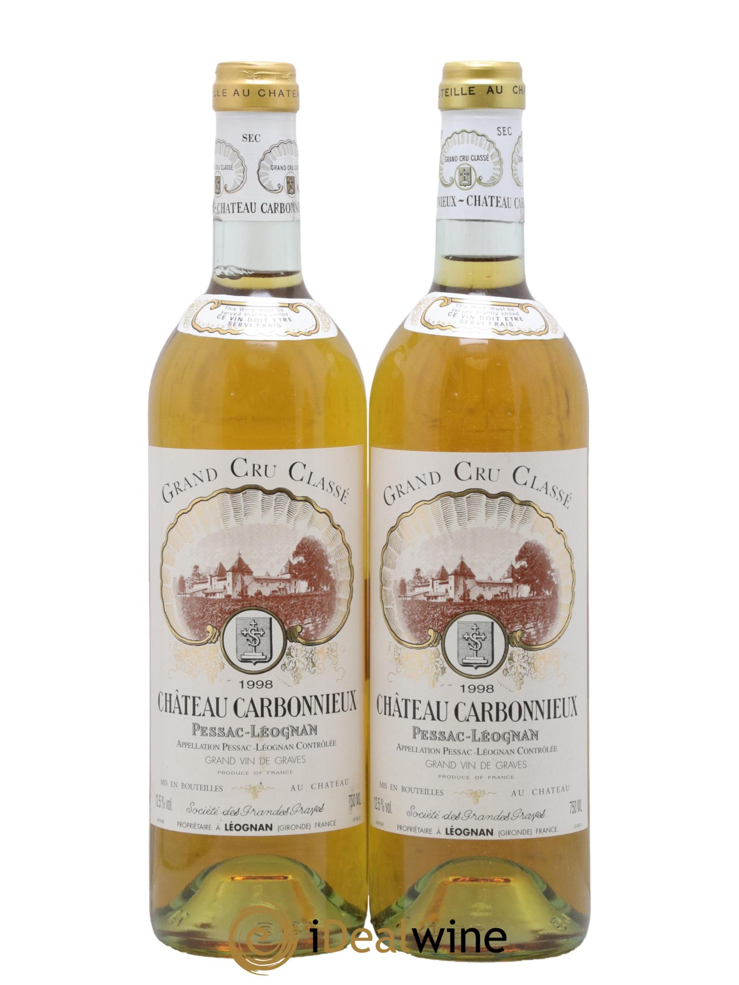 Château Carbonnieux Cru Classé de Graves 1998 - Lotto di 2 bottiglie - 0