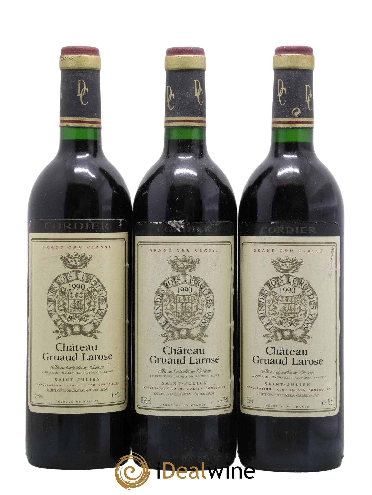 Château Gruaud Larose 2ème Grand Cru Classé 1990 - Lot of 3 bottles - 0