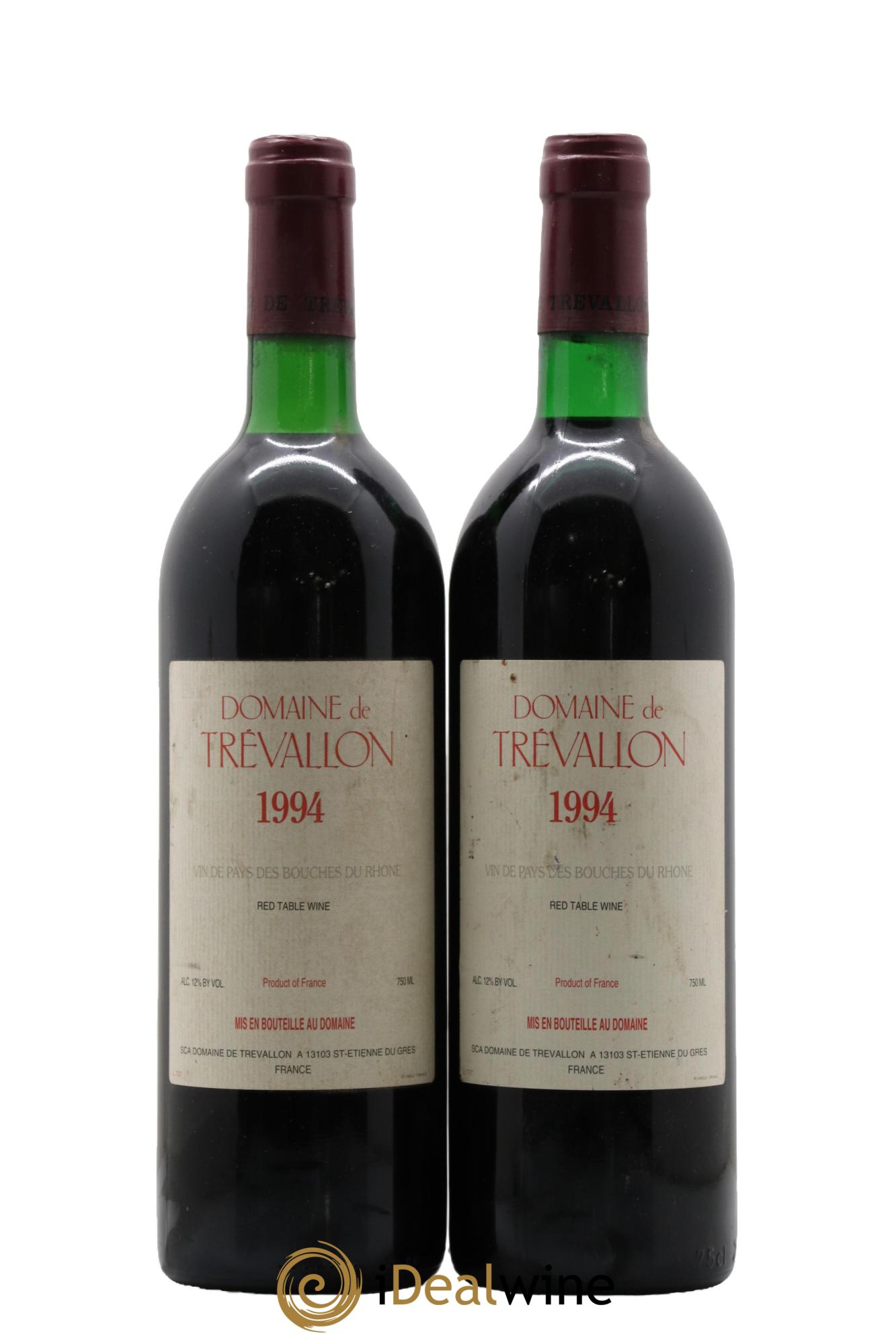 VDP Bouches du Rhône Trévallon (Domaine de) Eloi Dürrbach 1994 - Lot de 2 bouteilles - 0
