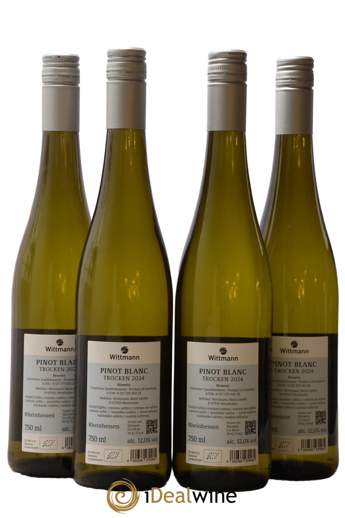 Allemagne Rheinhessen Trocken 100 Hugel Pinot Blanc Wittmann 2024 - Lot de 4 bouteilles - 1