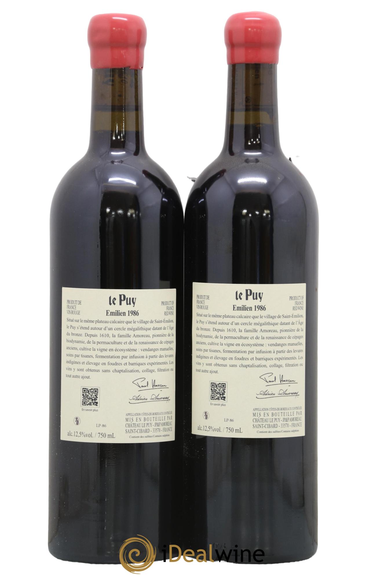 Le Puy - Cuvée Emilien  1986 - Lot de 2 bouteilles - 1