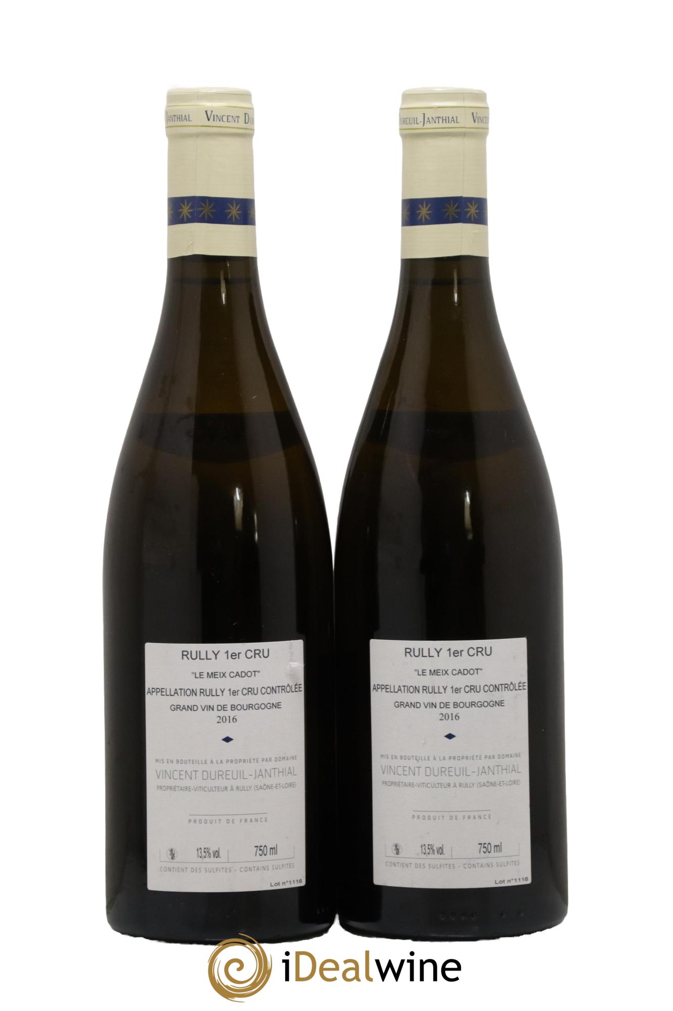 Rully 1er Cru Le Meix Cadot Vieilles Vignes Vincent Dureuil-Janthial 2016 - Lot de 2 bouteilles - 1