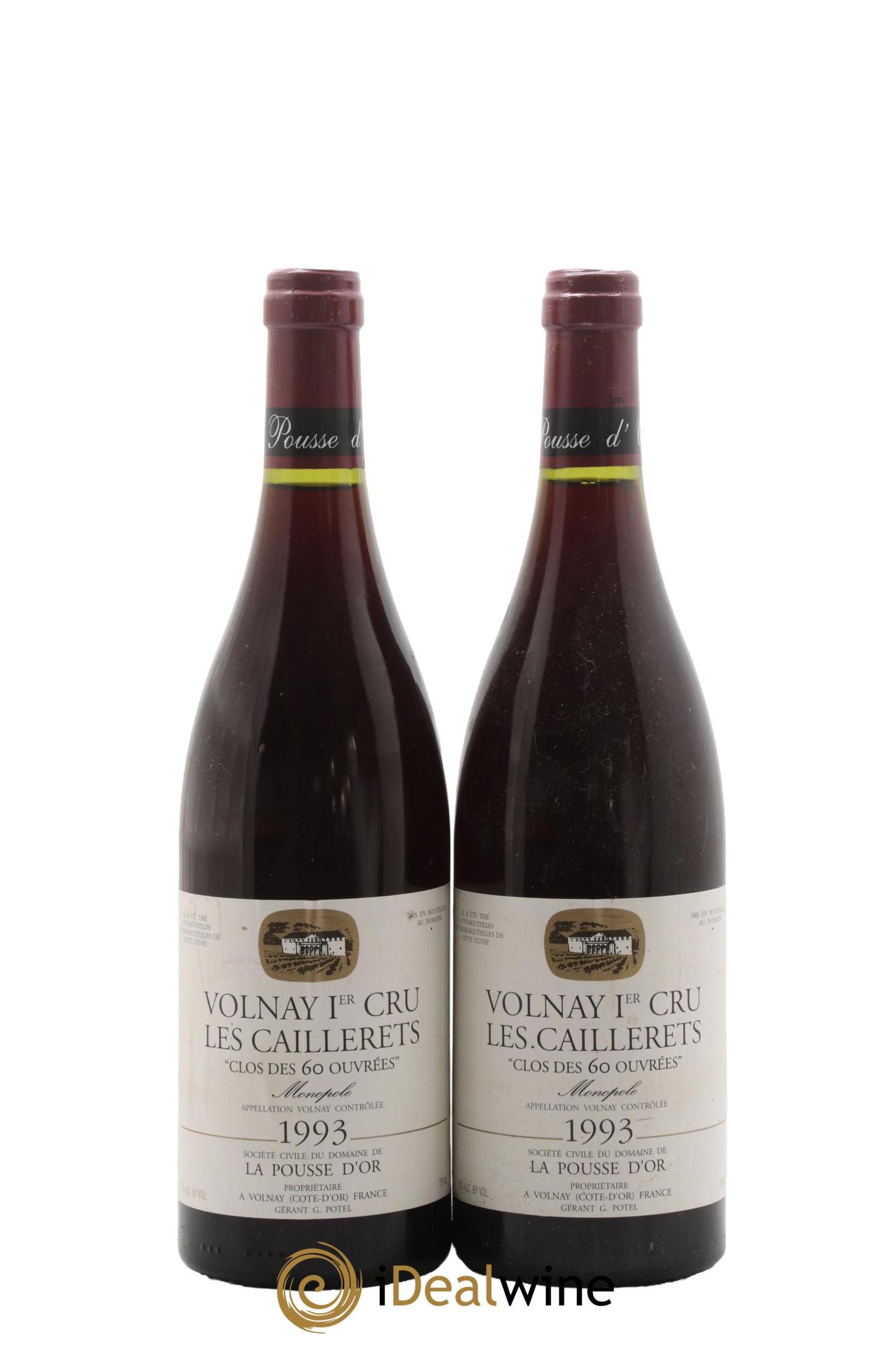 Volnay 1er Cru Clos des 60 ouvrées La Pousse d'Or (Domaine de) 1993 - Lot of 2 bottles - 0