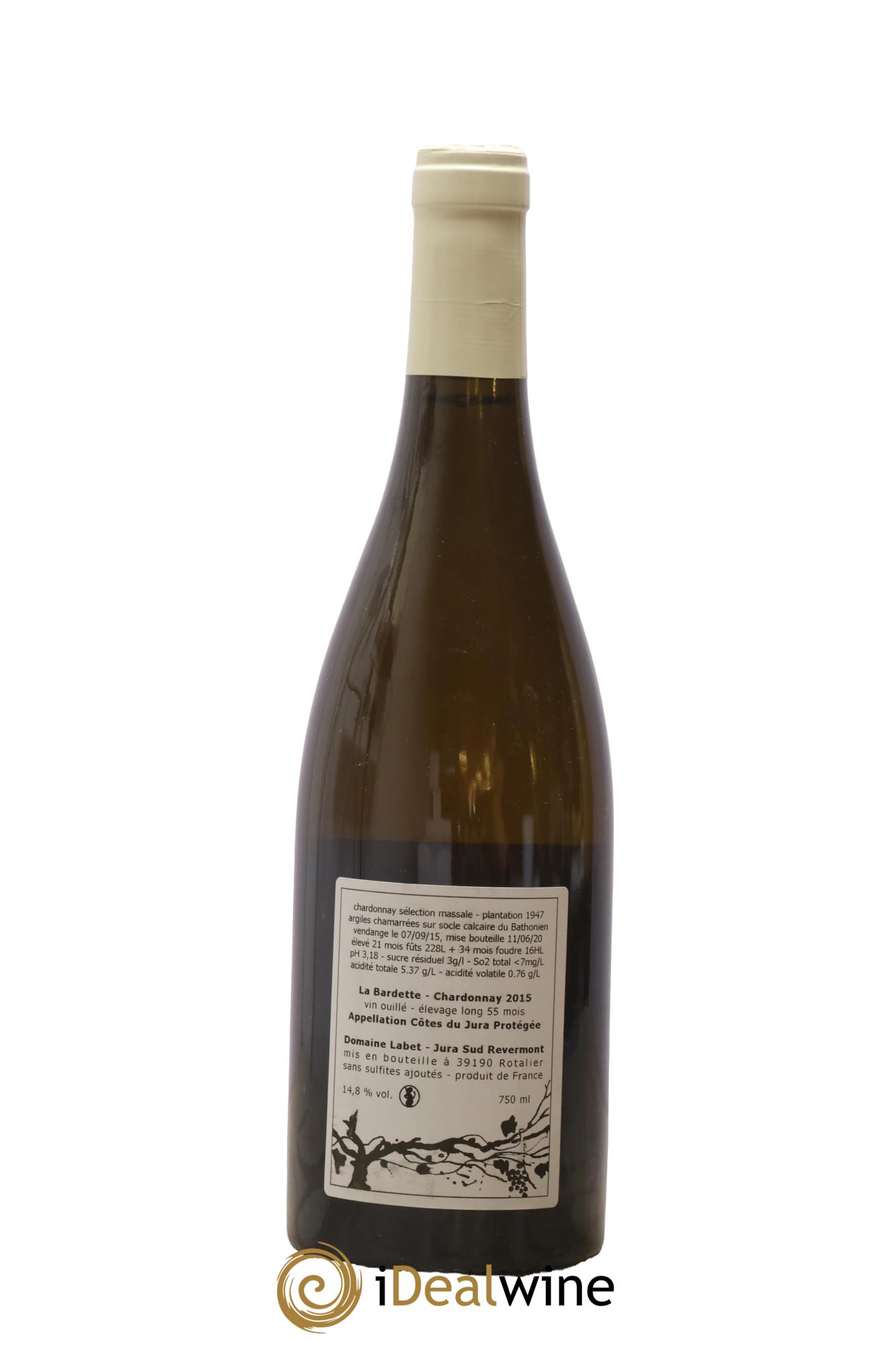 Côtes du Jura Chardonnay La Bardette élevage long Labet 2015 - Lotto di 1 bottiglia - 1