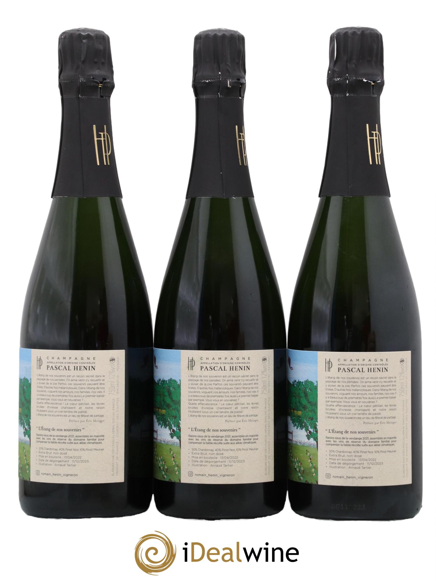 Champagne L'Etang de nos Souvenirs Maison Romain Henin - Lot de 3 bouteilles - 1