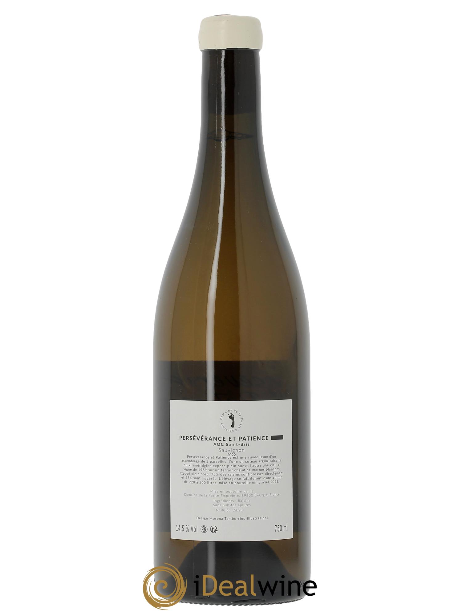 Saint-Bris Persévérance et Patience Mélissa Bazin et Romain De Moor  2022 - Lot de 1 bouteille - 1