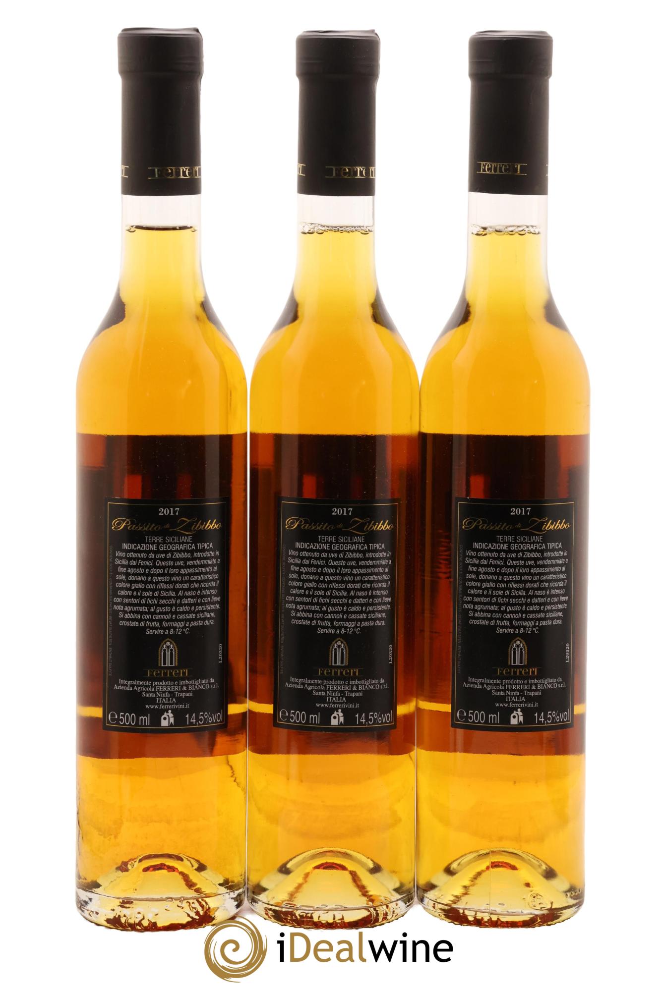 Italie Terre Siciliane IGT Passito Di Zibibbo Azienda Agricola Ferreri 2017 - Lot de 3 format 50cls - 1