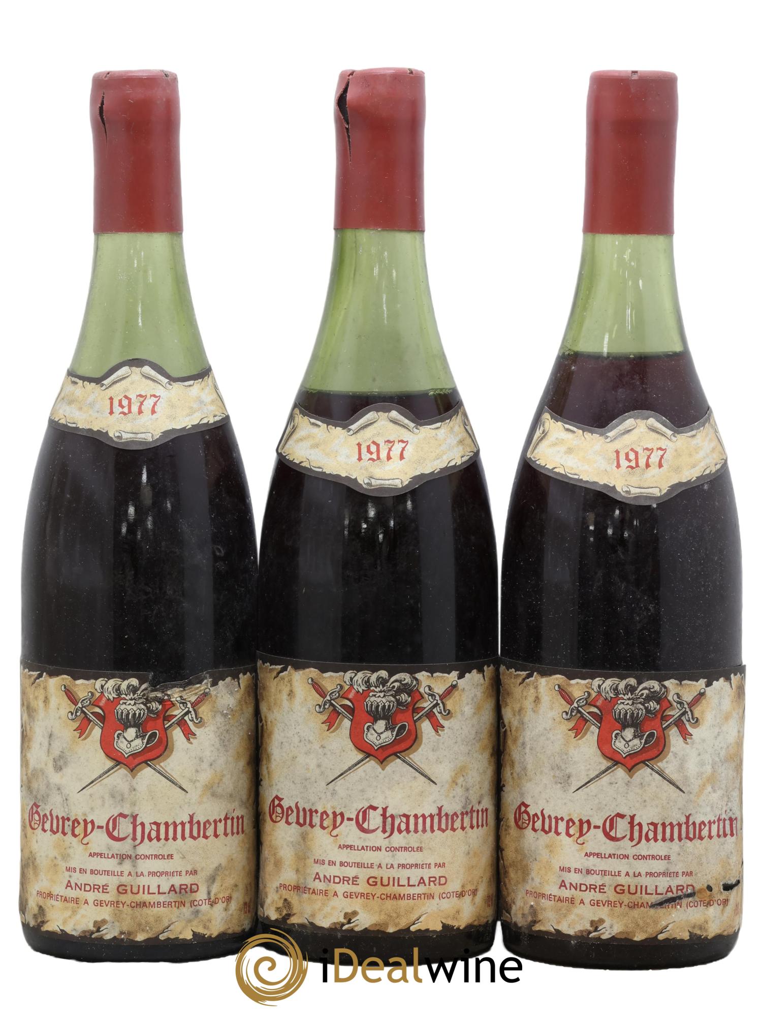 Gevrey-Chambertin André Guillard 1977 - Lot de 3 bouteilles - 0