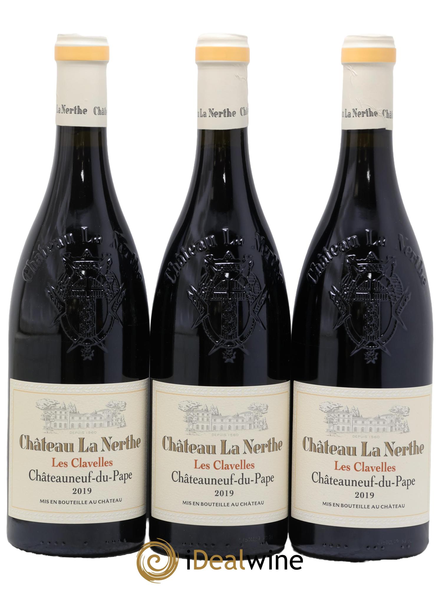 Châteauneuf-du-Pape Les Clavelles Château La Nerthe - Famille Richard 2019 - Lot de 3 bouteilles - 0