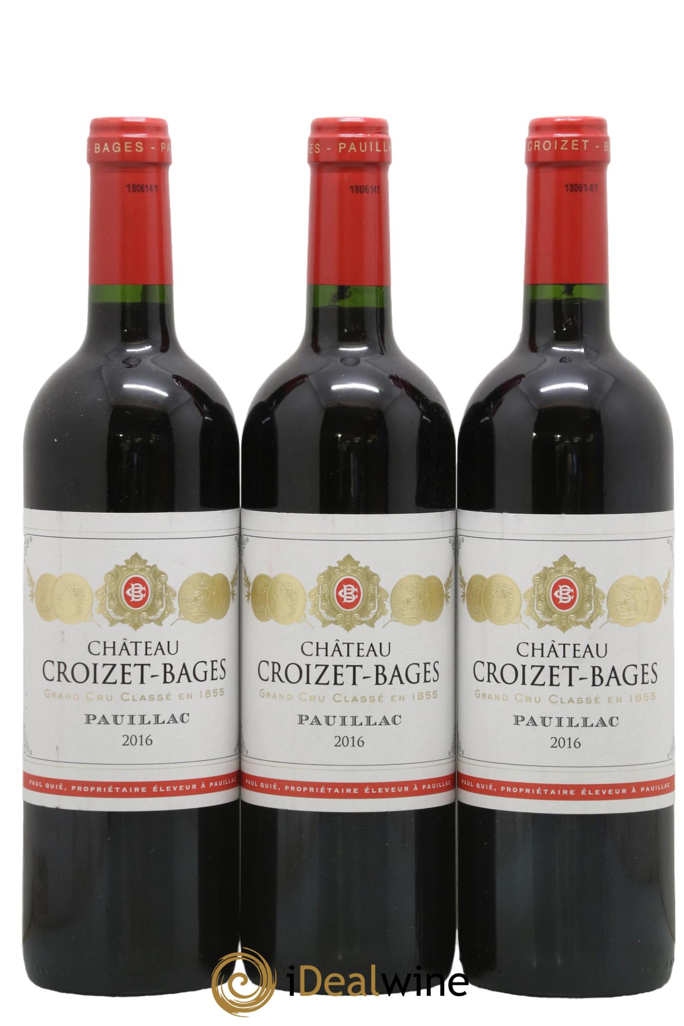 Château Croizet Bages 5ème Grand Cru Classé 2016 - Lot of 3 bottles - 0