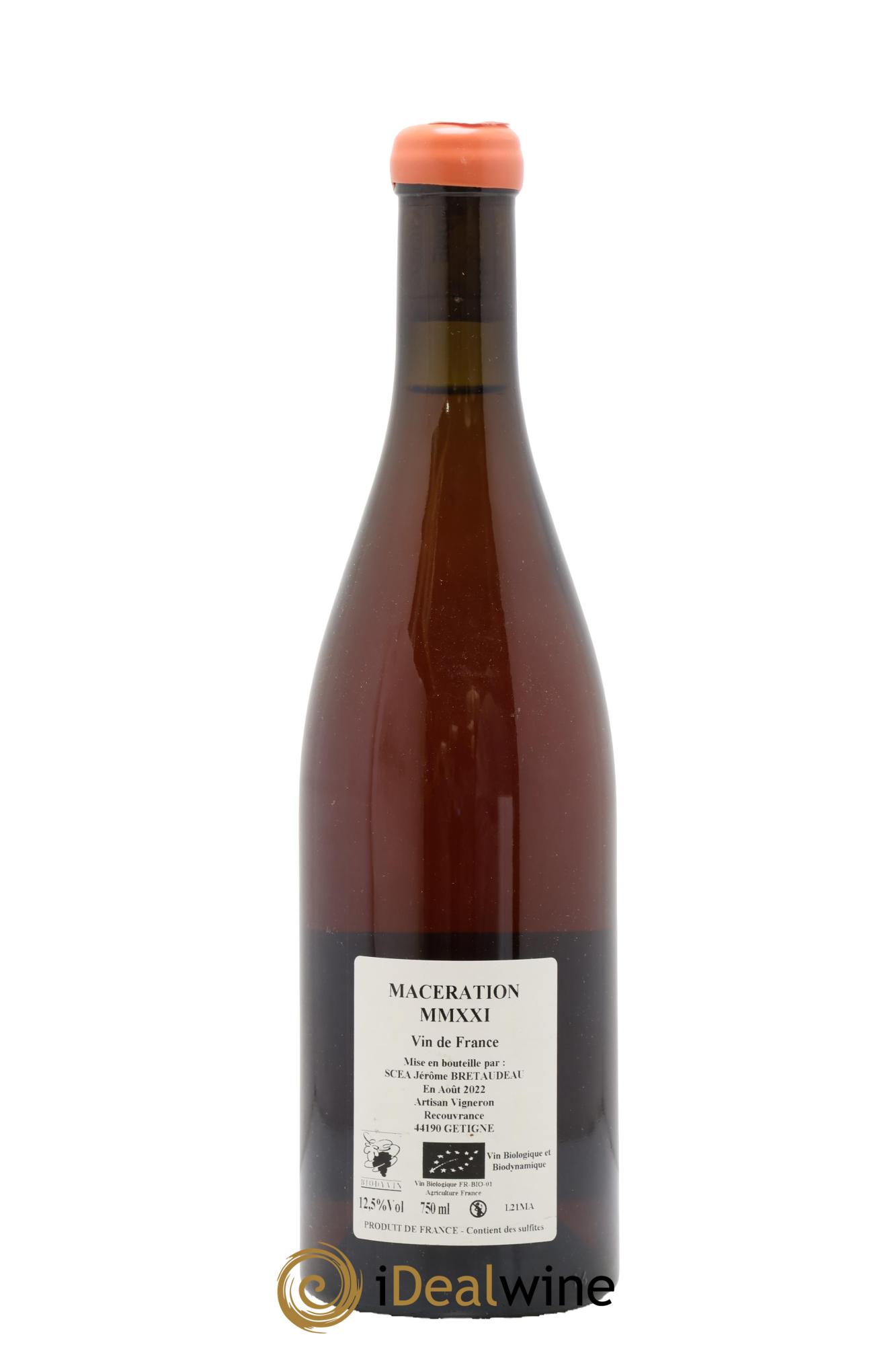 Vin de France Macération Jérôme Bretaudeau - Domaine de Bellevue 2021 - Lot de 1 bouteille - 1