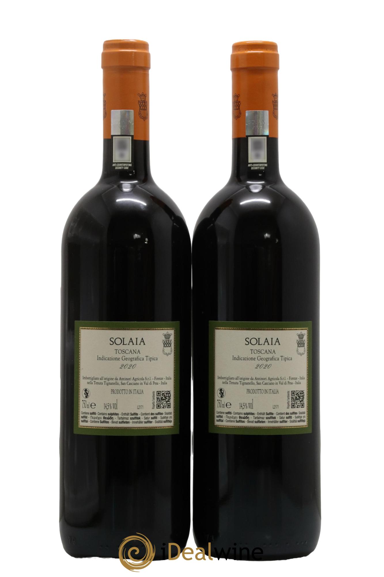 Toscana IGT Solaia Tenuta Tignanello - Marchesi Antinori 2020 - Lot of 2 bottles - 1