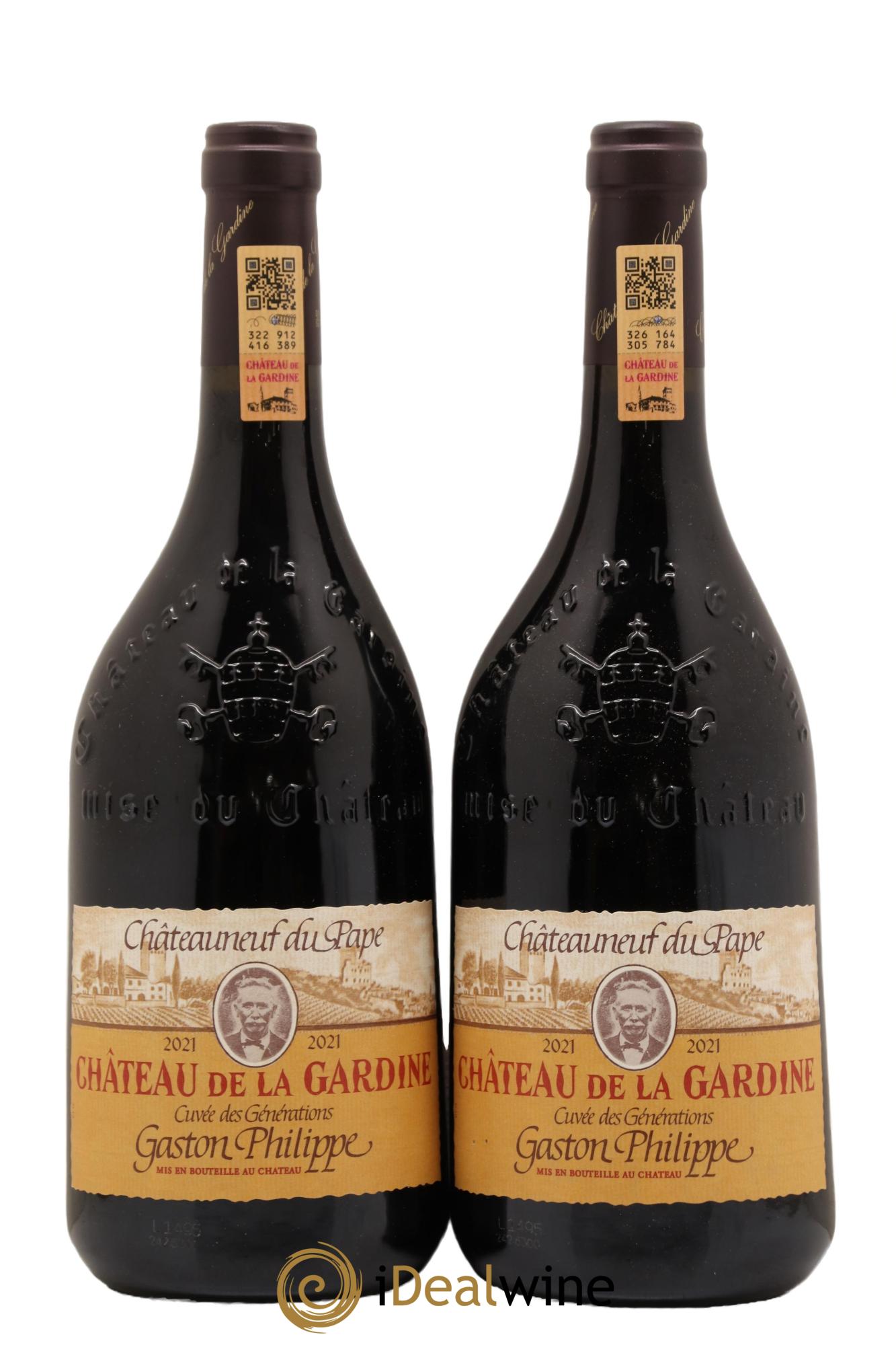 Châteauneuf-du-Pape Château de La Gardine Cuvée des Générations Gaston Philippe Famille Brunel 2021 - Lot de 2 bouteilles - 0