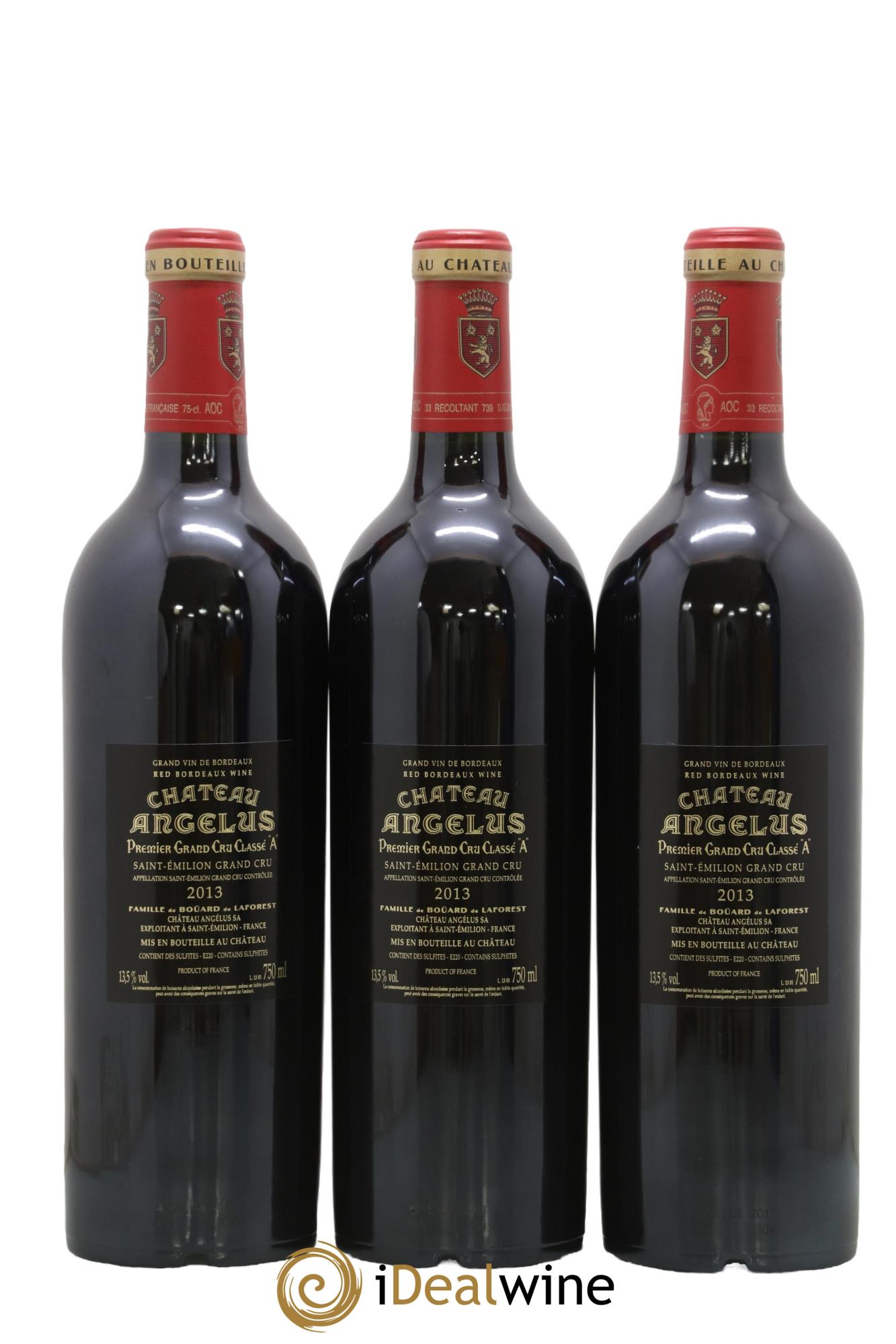 Château Angélus 1er Grand Cru Classé A 2013 - Lot of 3 bottles - 1