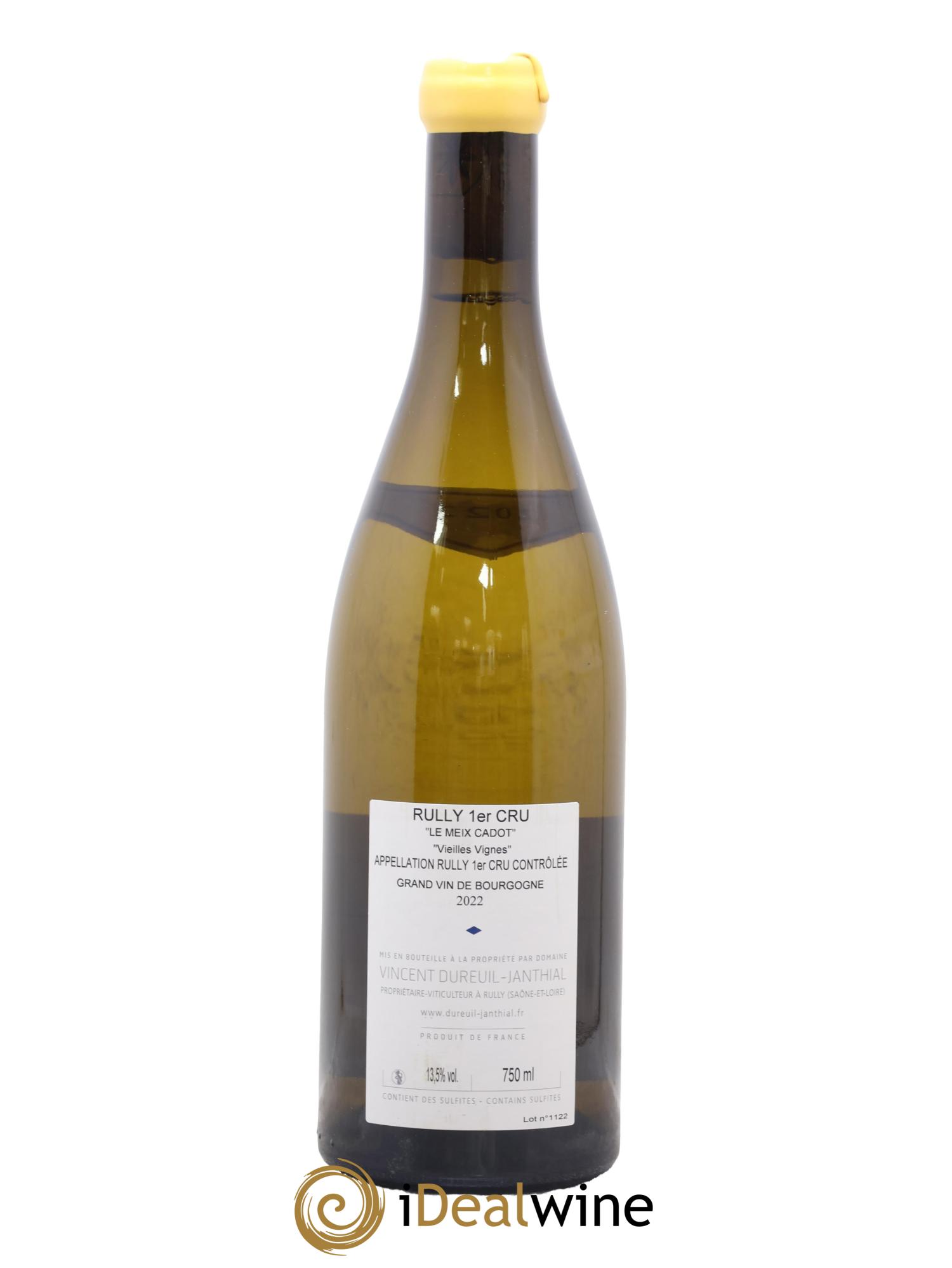 Rully 1er Cru Le Meix Cadot Vieilles Vignes Vincent Dureuil-Janthial 2022 - Lot of 1 bottle - 1