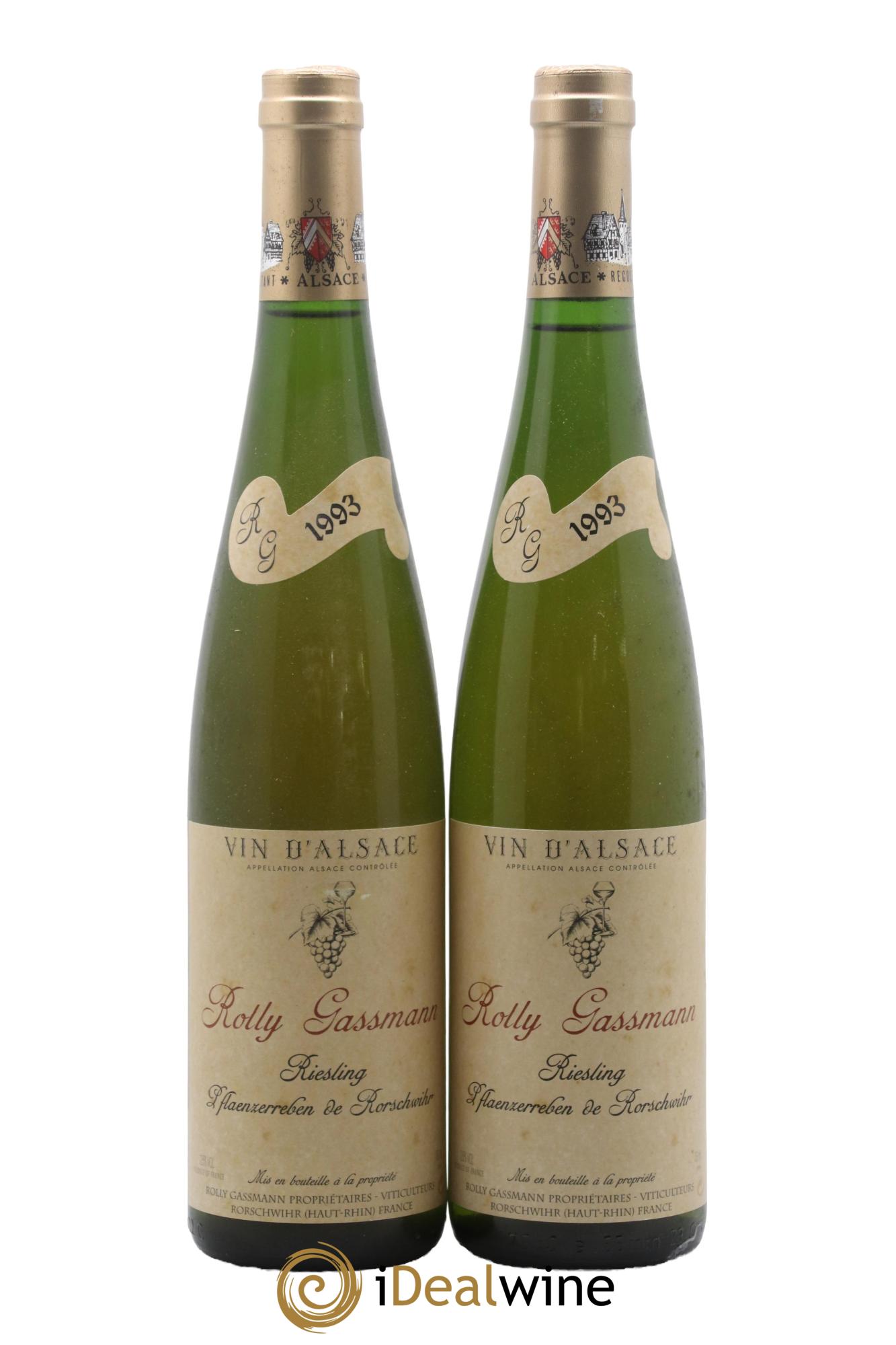 Alsace Riesling Plaenzerreben de Rorschwihr Rolly-Gassmann 1993 - Lotto di 2 bottiglie - 0