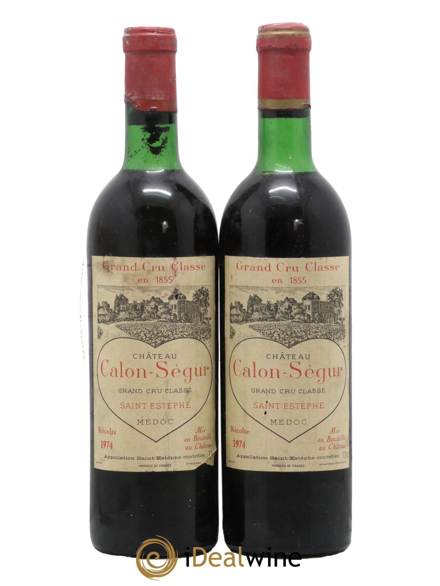 Château Calon Ségur 3ème Grand Cru Classé 1974 - Lot de 2 bouteilles - 0