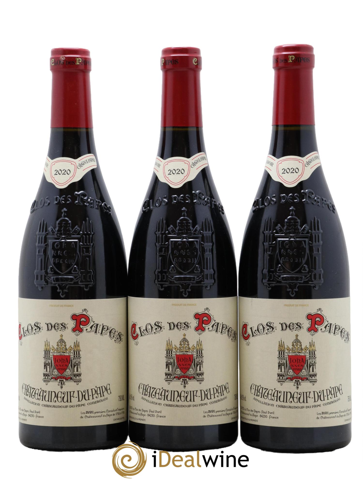 Châteauneuf-du-Pape Clos des Papes - Paul Avril 2020 - Lot de 3 bouteilles - 0