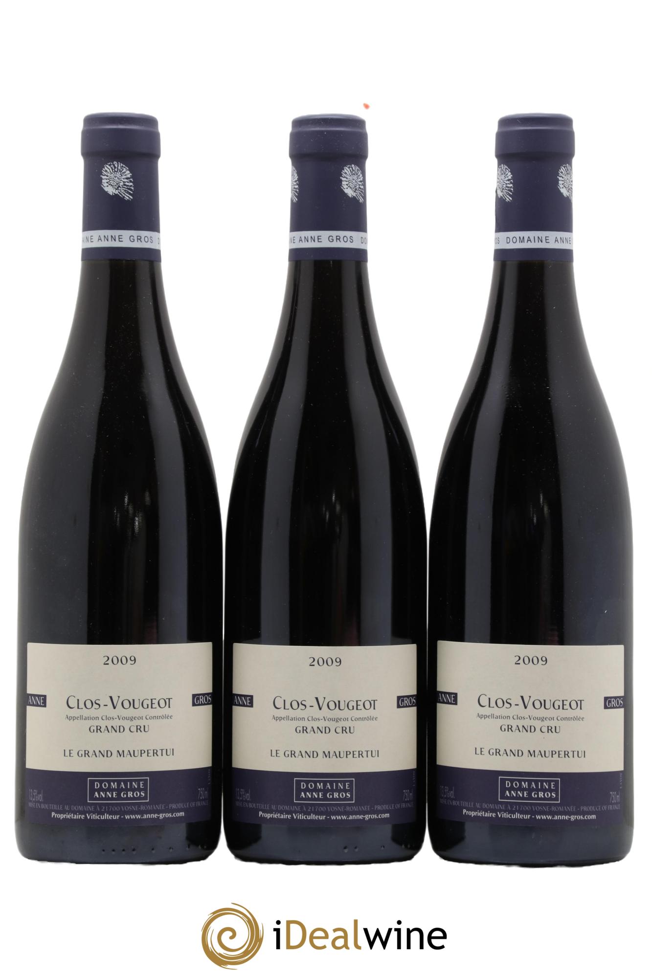 Clos de Vougeot Grand Cru Le Grand Maupertui Anne Gros 2009 - Lot de 3 bouteilles - 0
