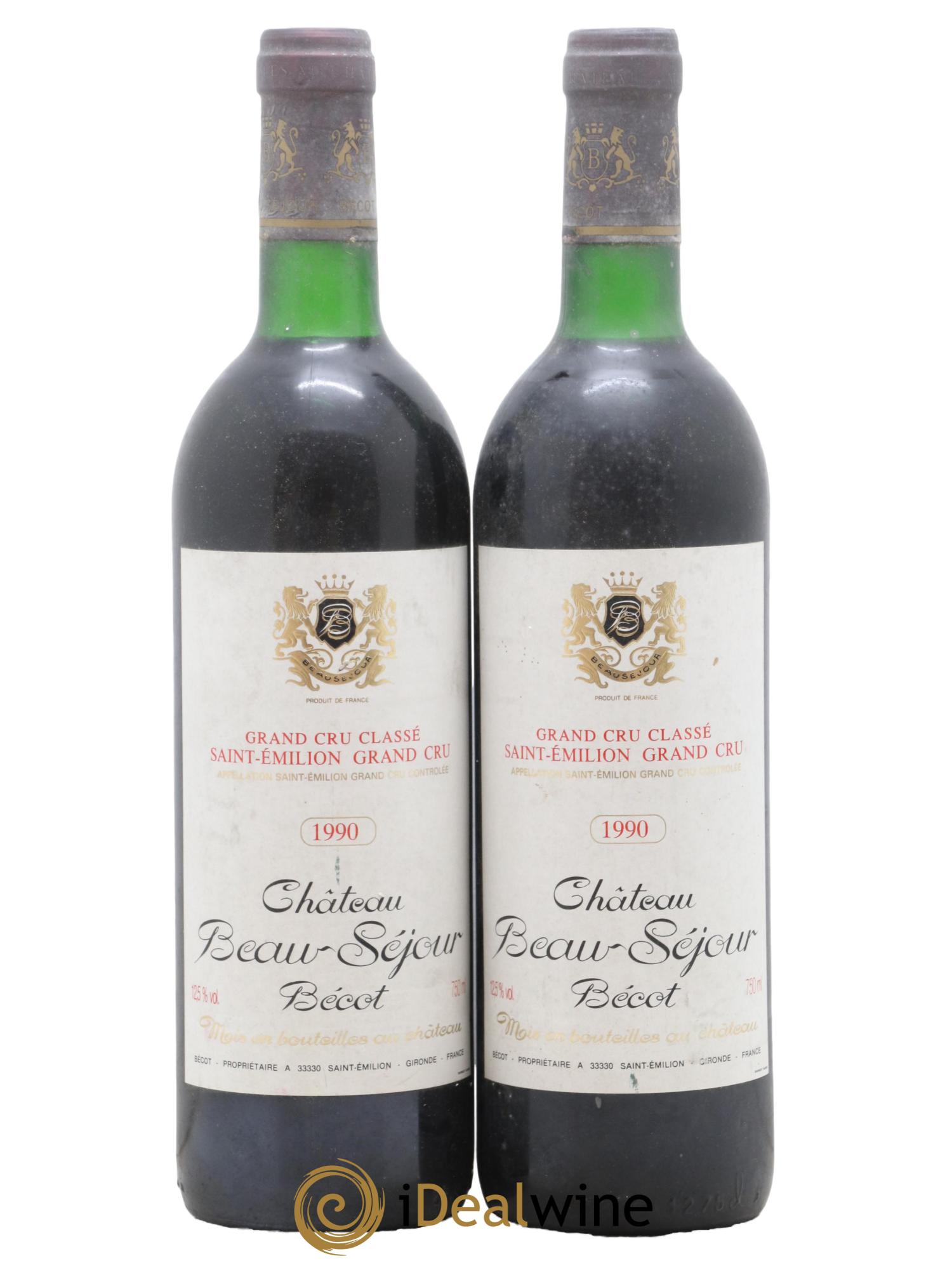 Château Beau-Séjour Bécot 1er Grand Cru Classé B 1990 - Posten von 2 Flaschen - 0