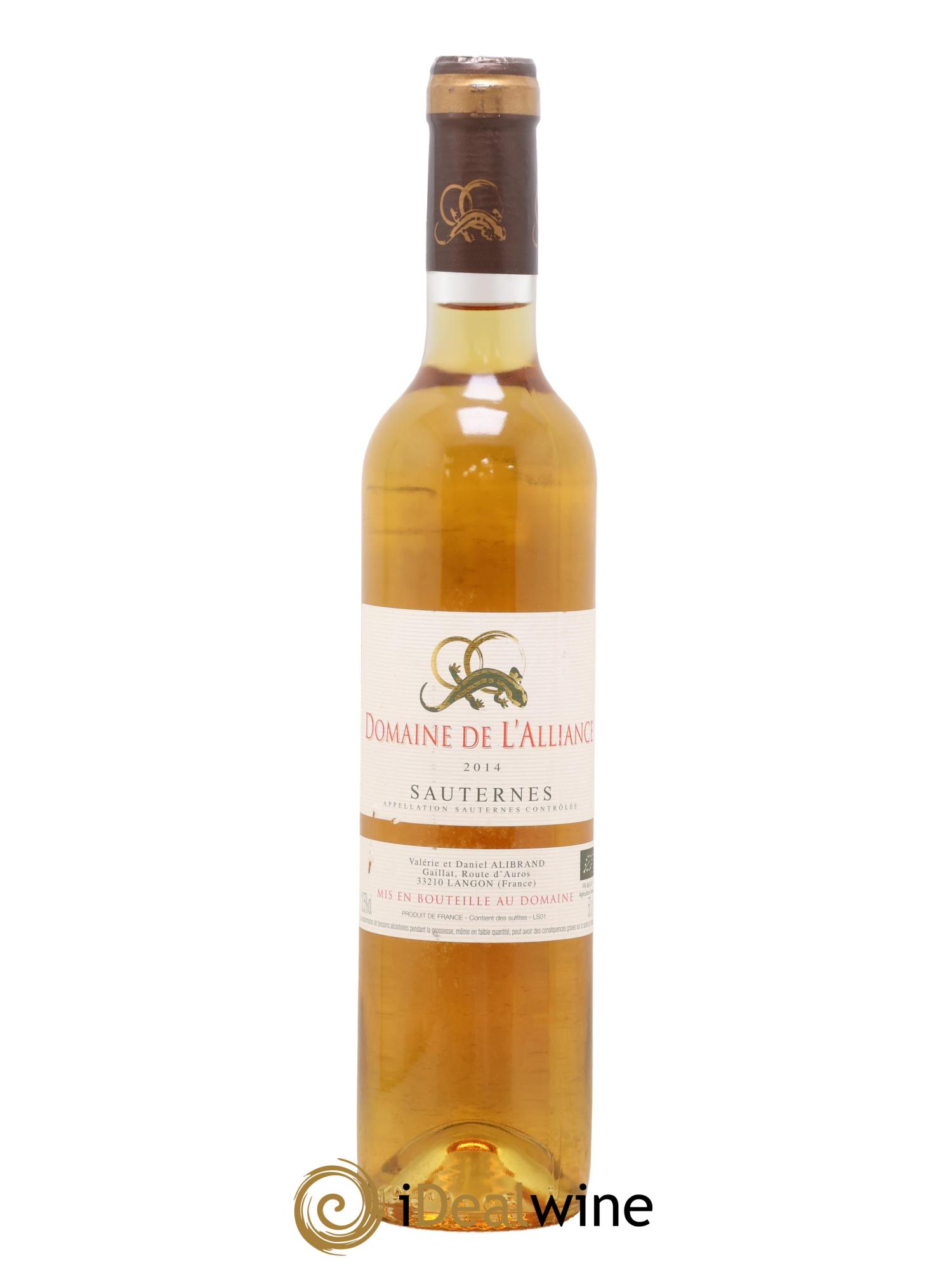 Sauternes Domaine de L'Alliance 2014 - Lot de 1 format 50cl - 0