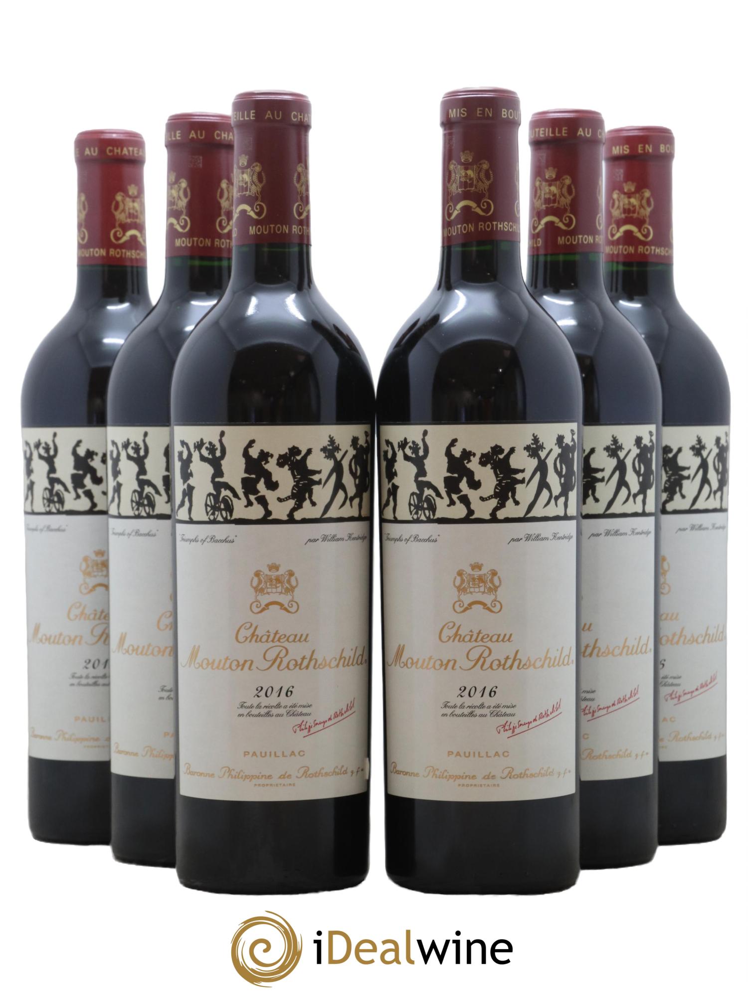 Château Mouton Rothschild 1er Grand Cru Classé 2016 - Lot de 6 bouteilles - 0