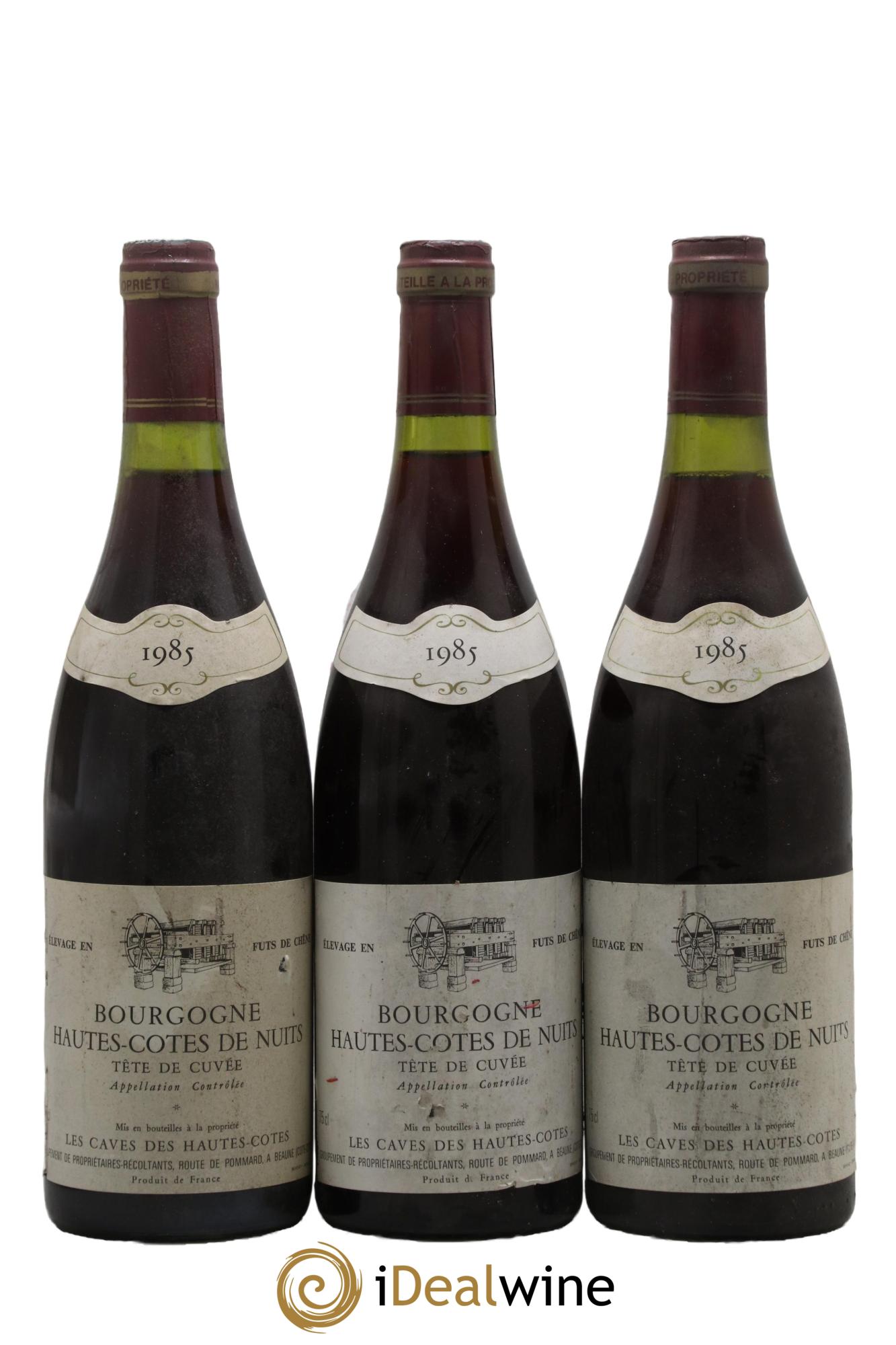 Hautes-Côtes de Nuits Tête de Cuvée Les Caves des Hautes Côtes 1985 - Lot de 3 bouteilles - 0