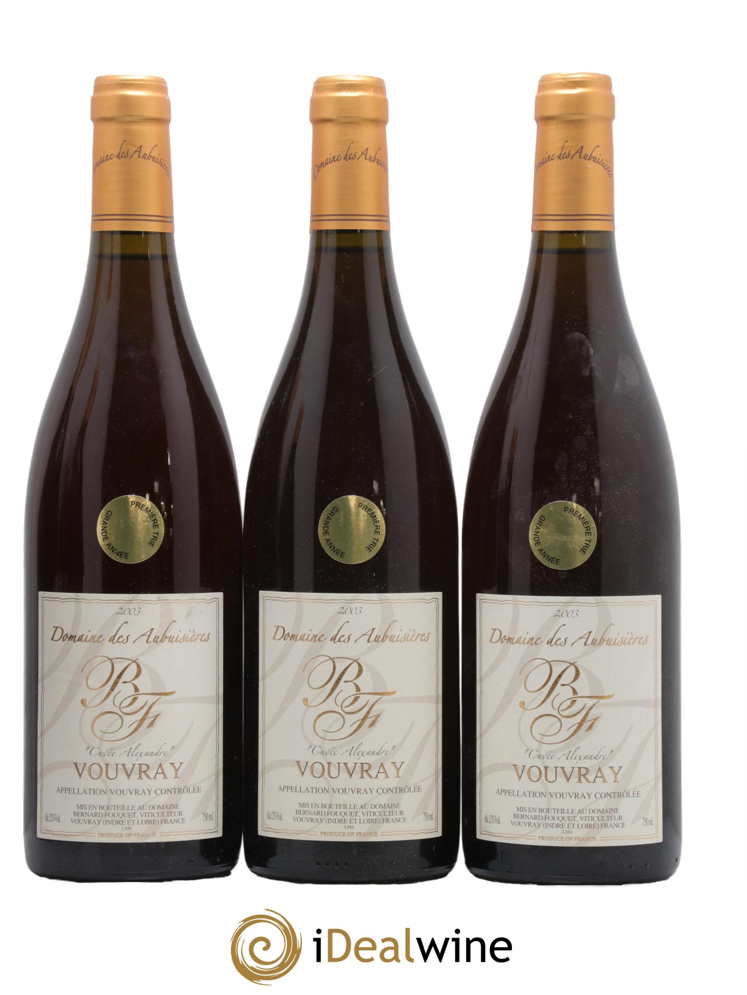 Vouvray Première Trie Cuvée Alexandre Domaine Des Aubuisières 2003 - Lotto di 3 bottiglie - 0