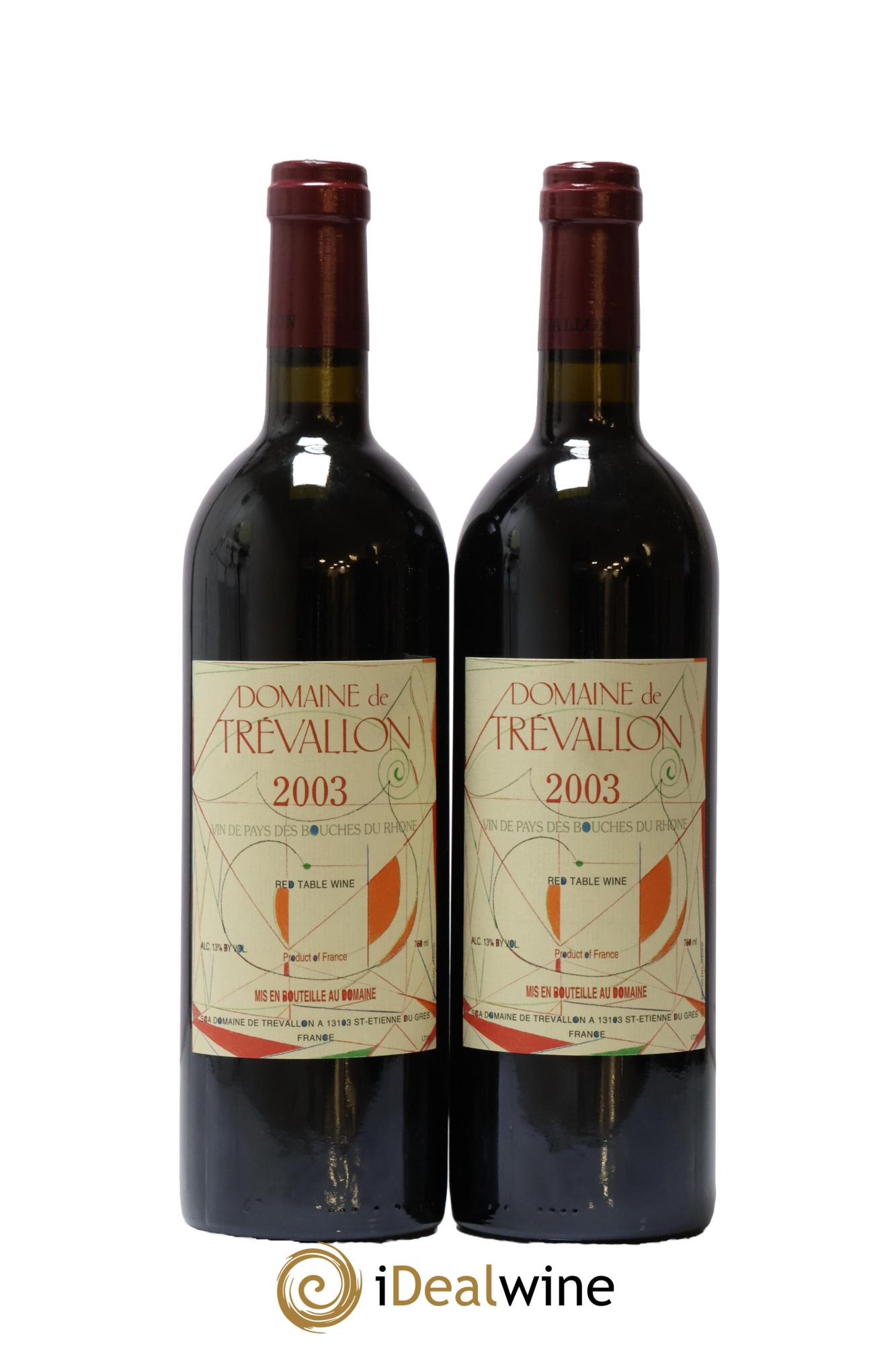 VDP Bouches du Rhône Trévallon (Domaine de) Eloi Dürrbach 2003 - Lot de 2 bouteilles - 0