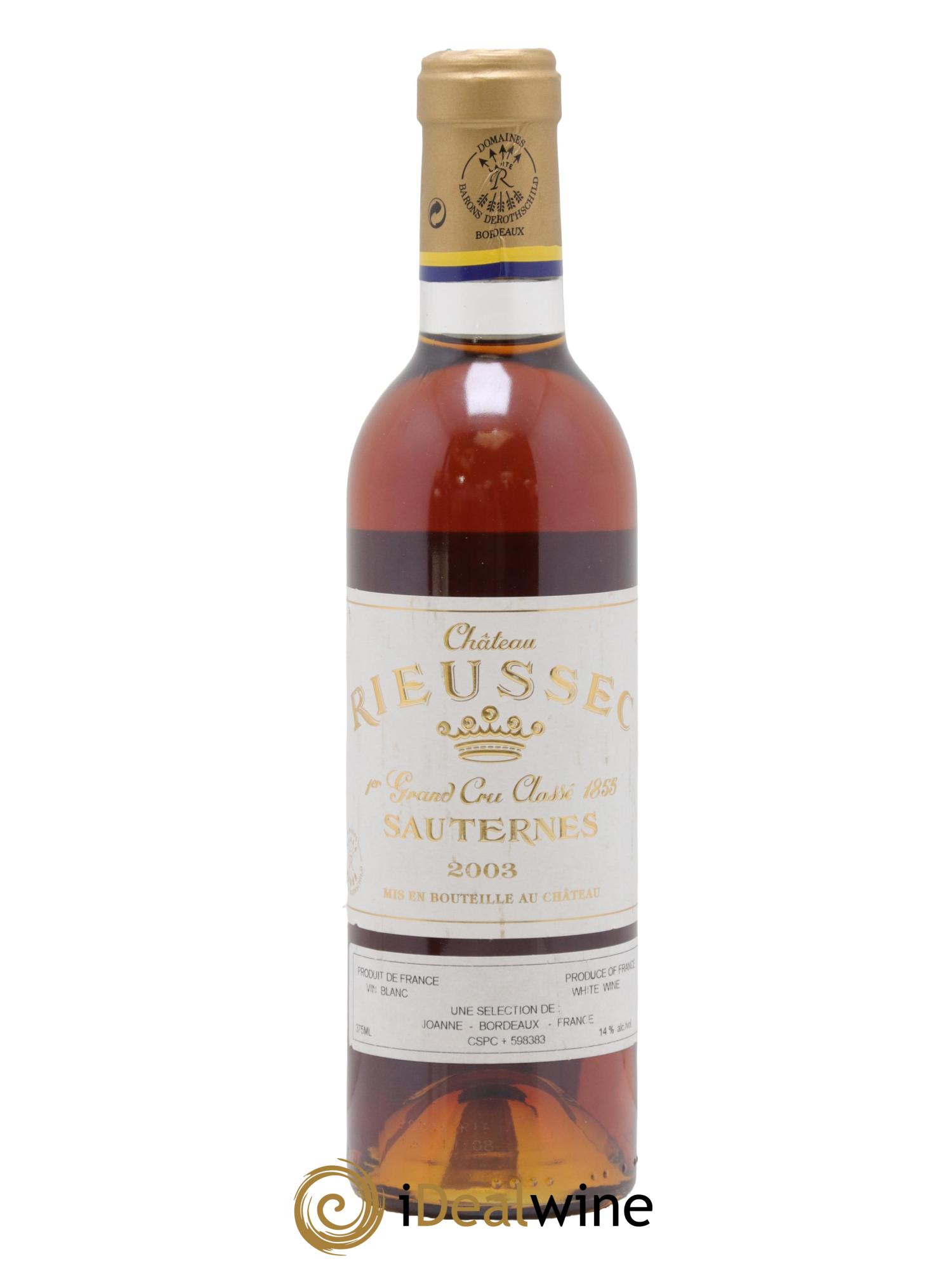 Château Rieussec 1er Grand Cru Classé 2003 - Posten von 1 Demi-Flasche - 0