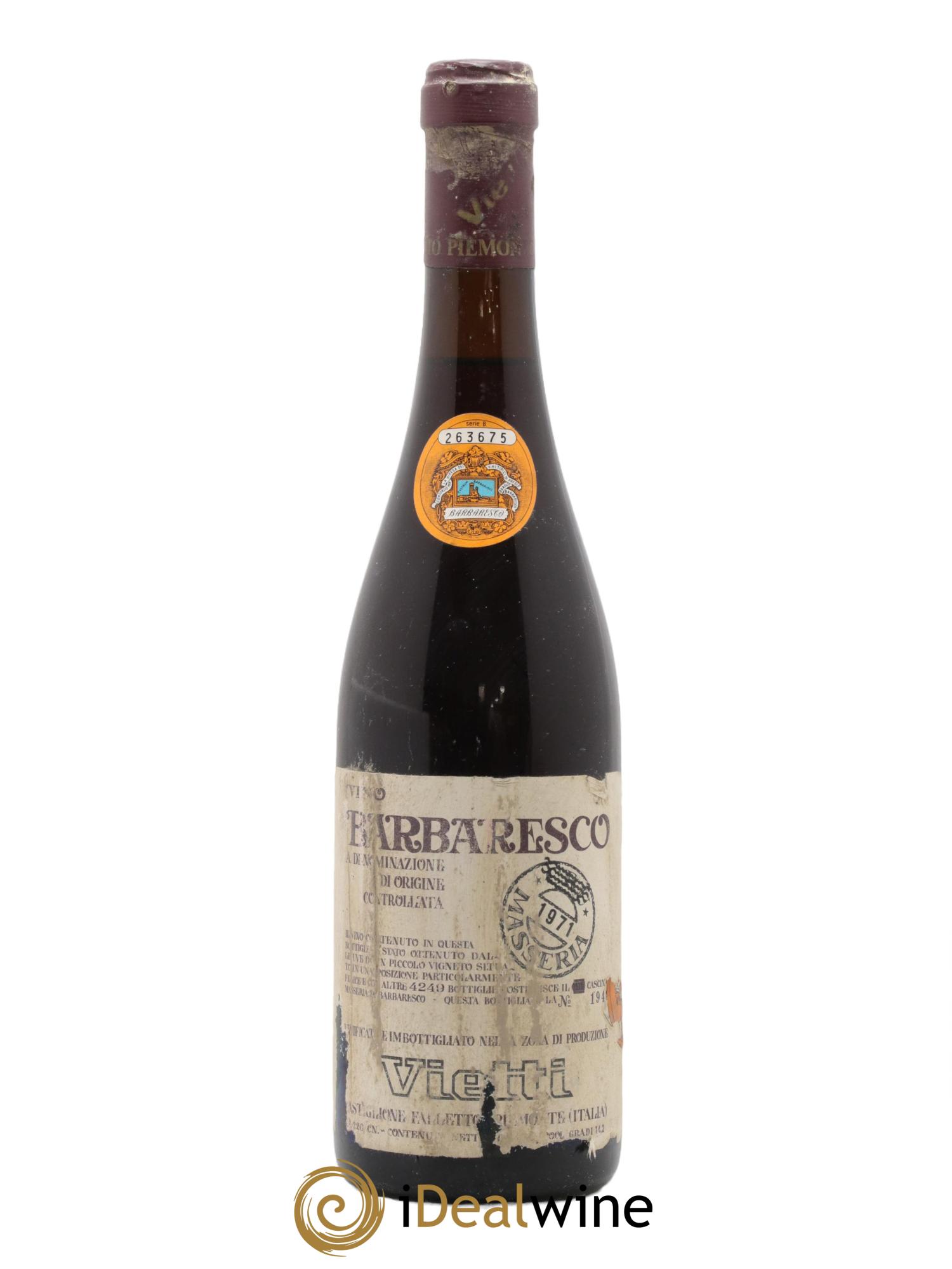 Barbaresco DOCG Masseria Vietti 1971 - Lot de 1 bouteille - 0