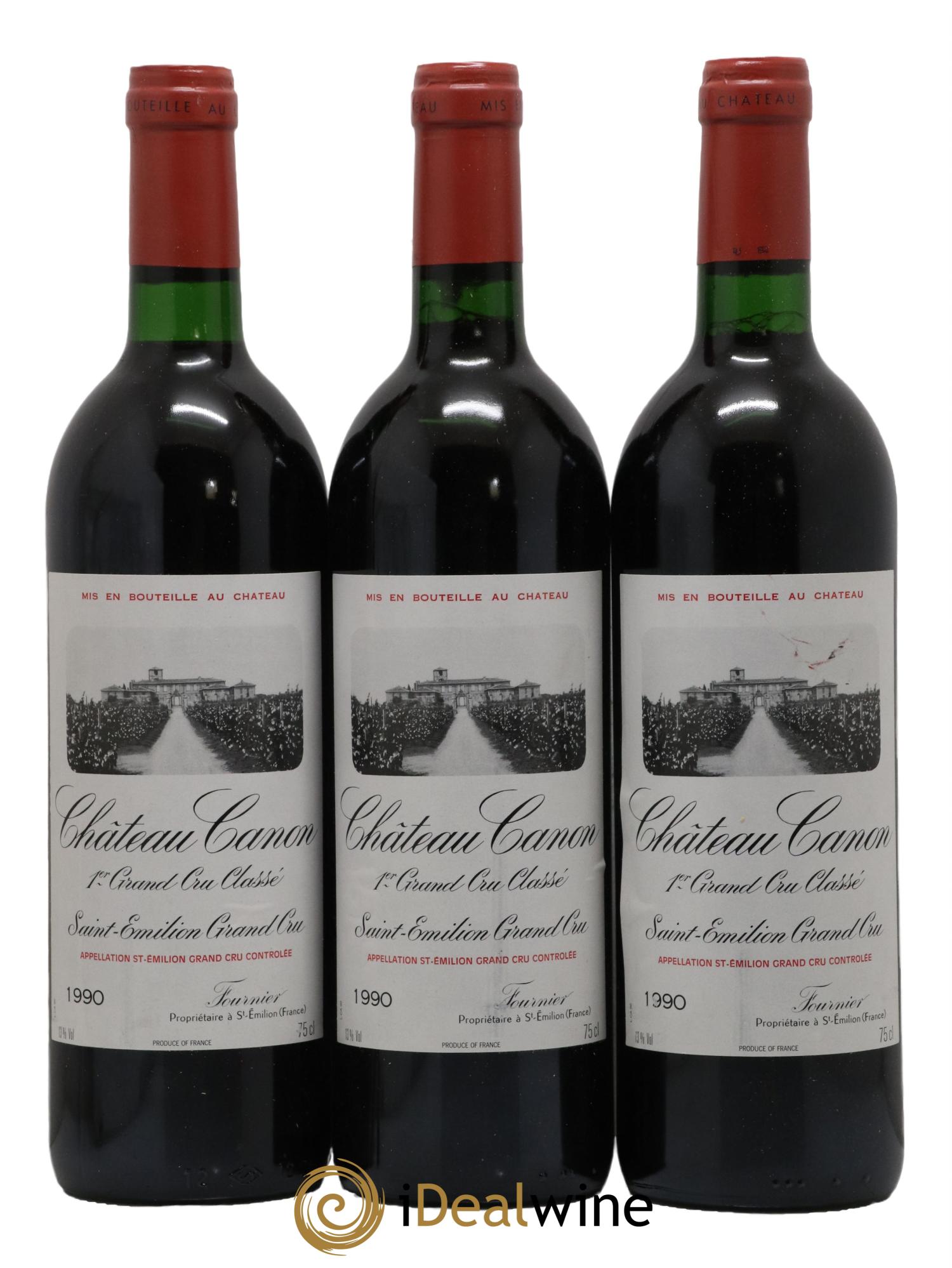 Château Canon 1er Grand Cru Classé B 1990 - Lot de 3 bouteilles - 0