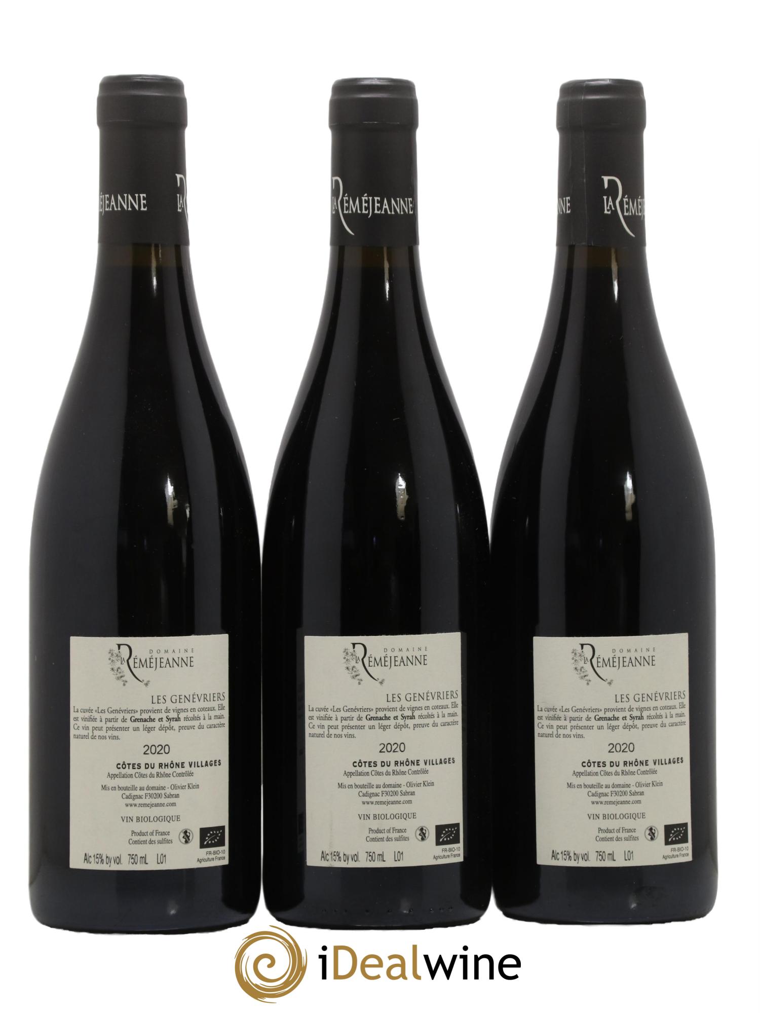 Côtes-du-Rhône Les Genévriers La Réméjeanne 2020 - Lot de 3 bouteilles - 1