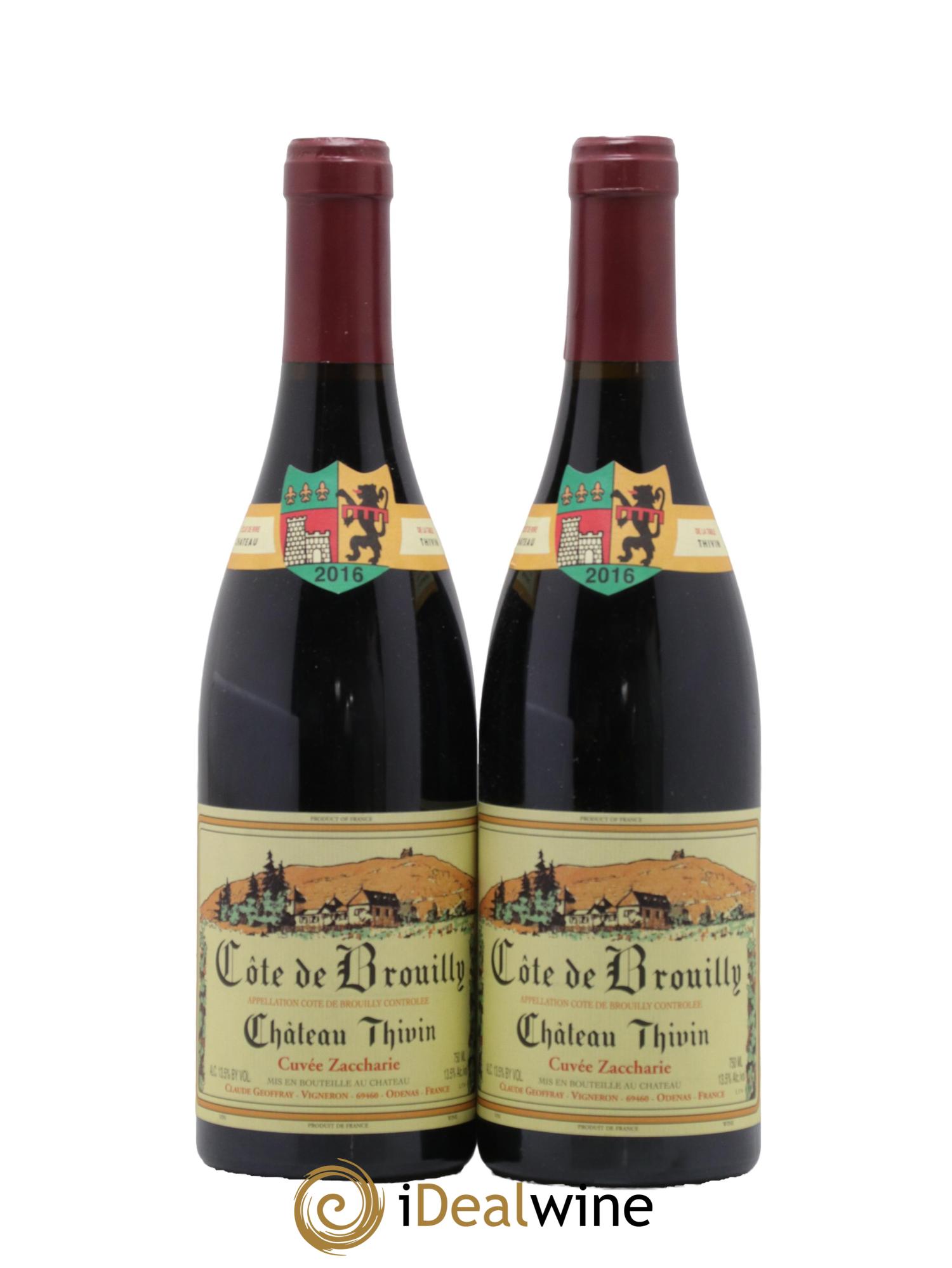 Côte de Brouilly Cuvée Zaccharie Château Thivin 2016 - Lot de 2 bouteilles - 0