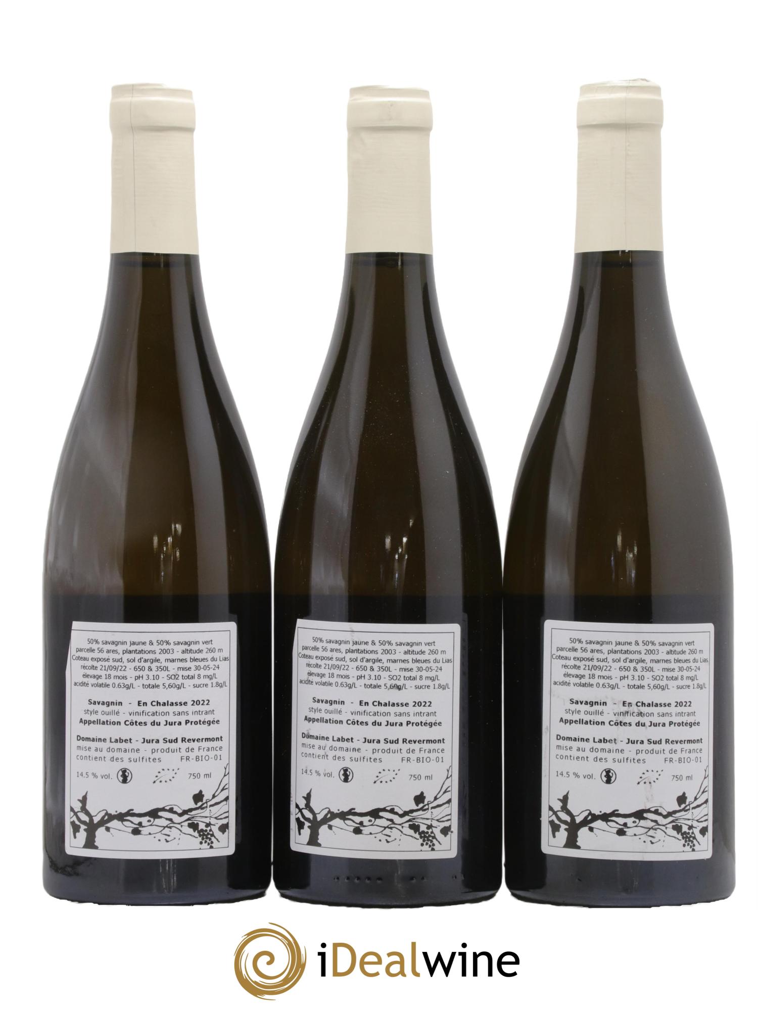 Côtes du Jura Savagnin en Chalasse Romain - Julien - Charline Labet 2022 - Lotto di 3 bottiglie - 1