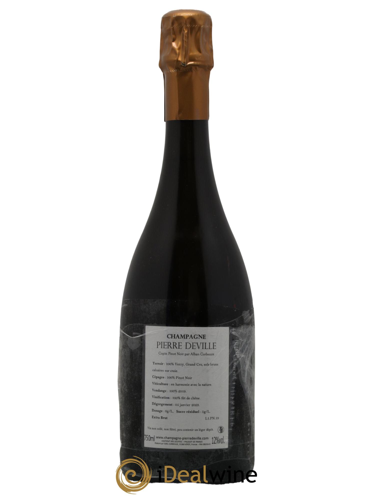 Champagne Extra-Brut Copin Pinot Noir Pierre Deville 2019 - Lot de 1 bouteille - 1