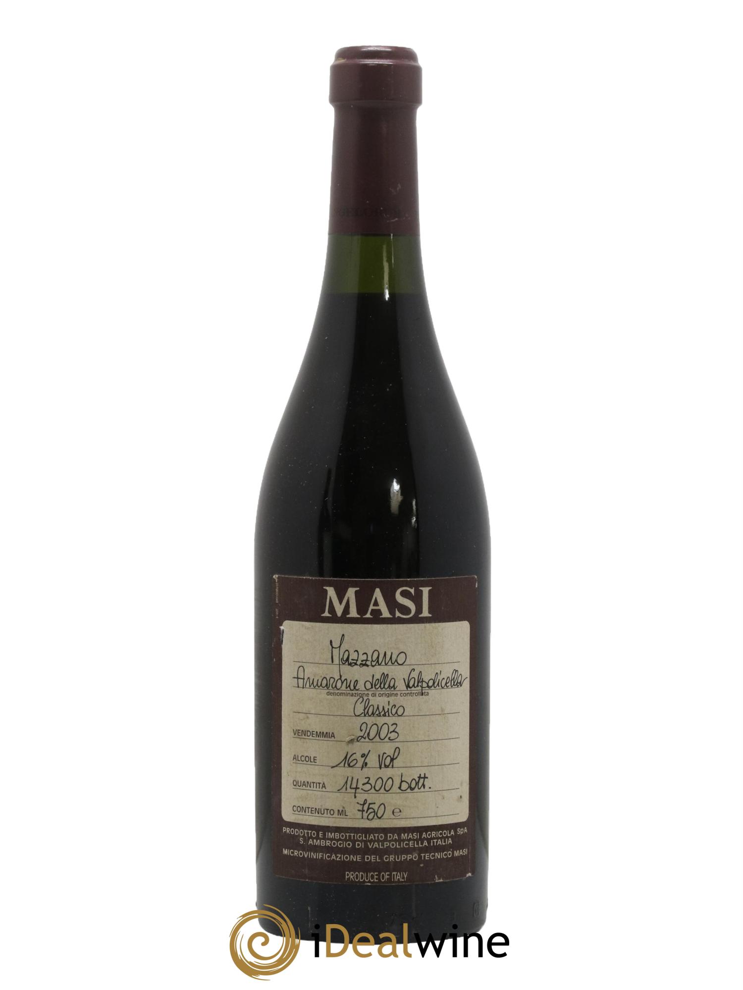 Amarone della Valpolicella DOC Mazzano Masi 2003 - Lot de 1 bouteille - 0