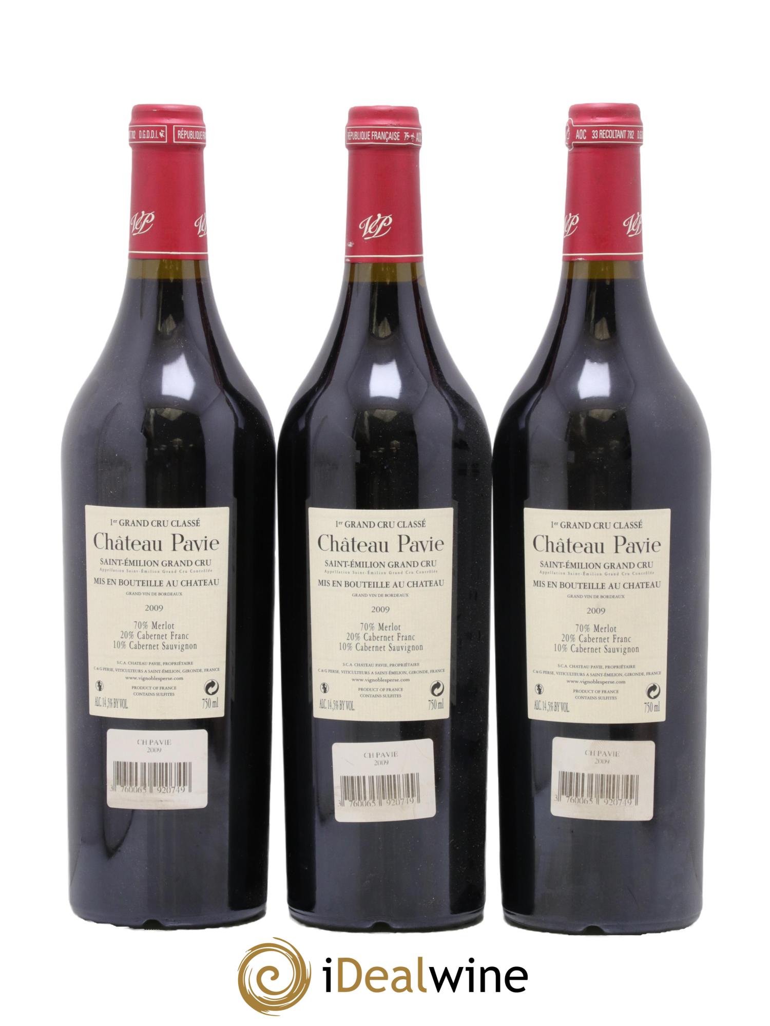 Château Pavie 1er Grand Cru Classé A 2009 - Posten von 3 Flaschen - 1