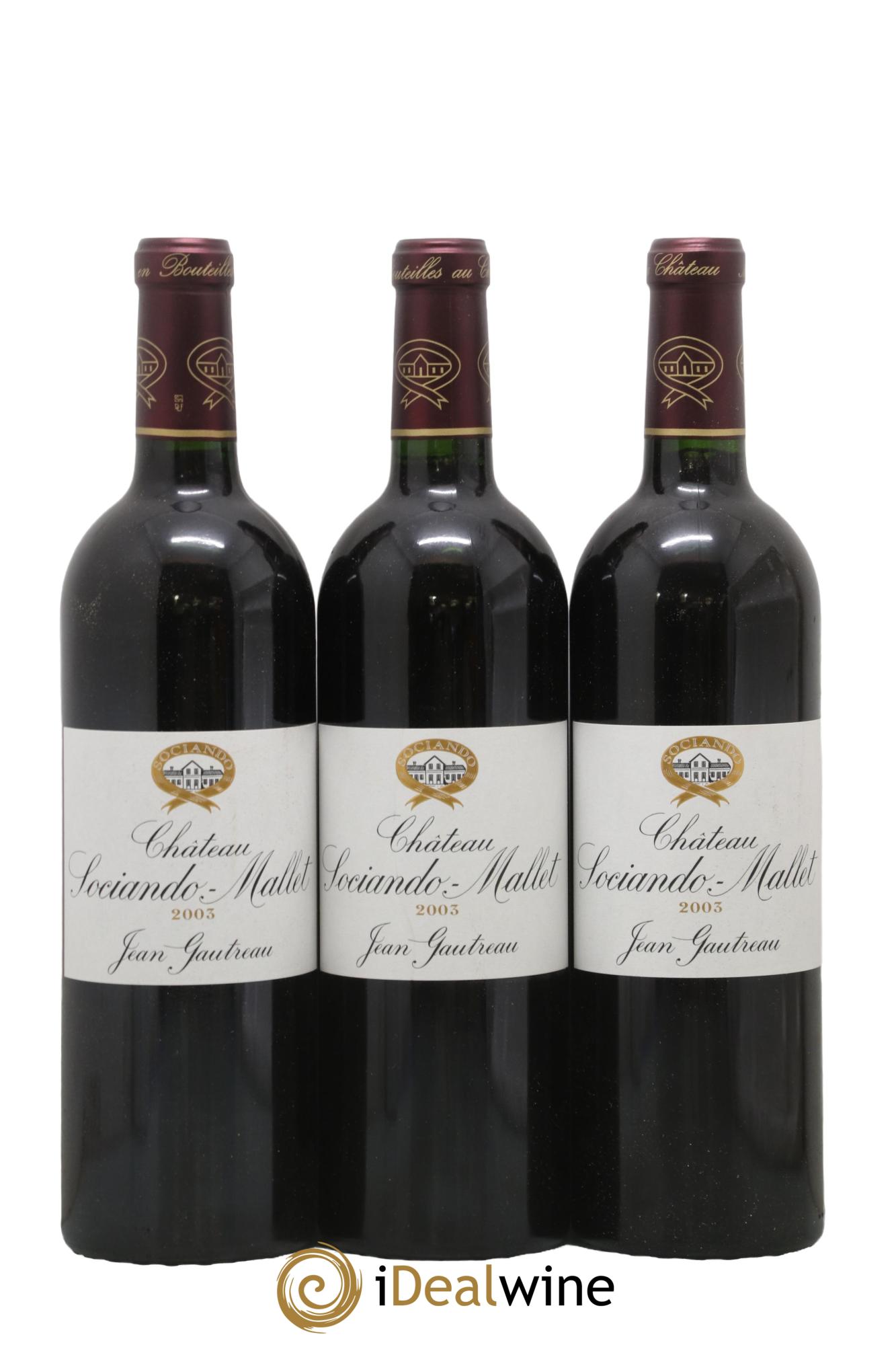 Château Sociando Mallet 2003 - Lot de 3 bouteilles - 0