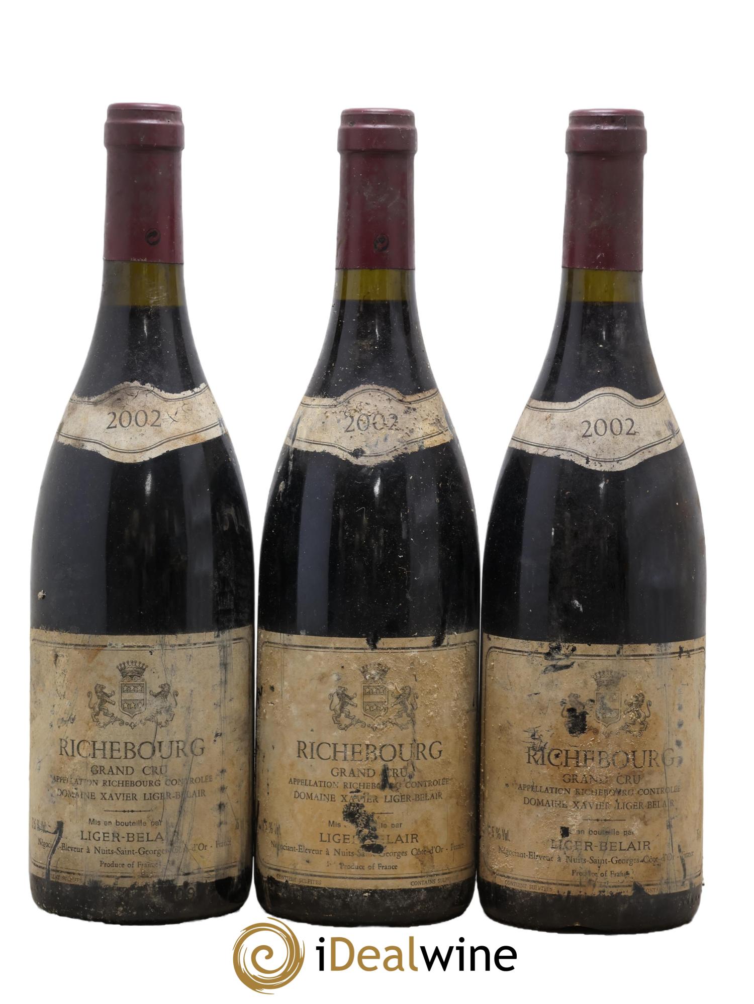 Richebourg Grand Cru Xavier Liger Belair 2002 - Lot of 3 bottles - 0