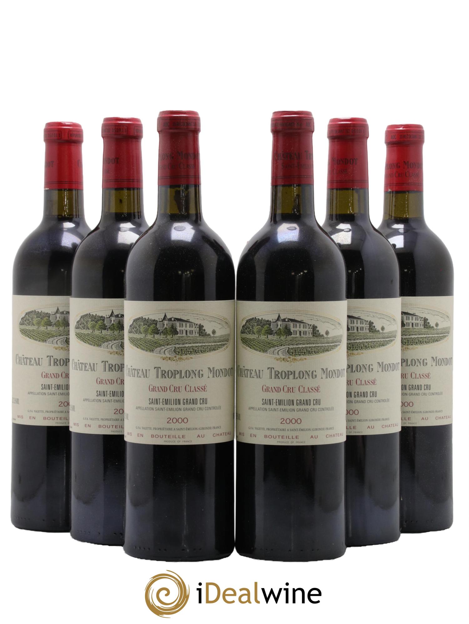 Château Troplong Mondot 1er Grand Cru Classé B 2000 - Lot de 6 bouteilles - 0
