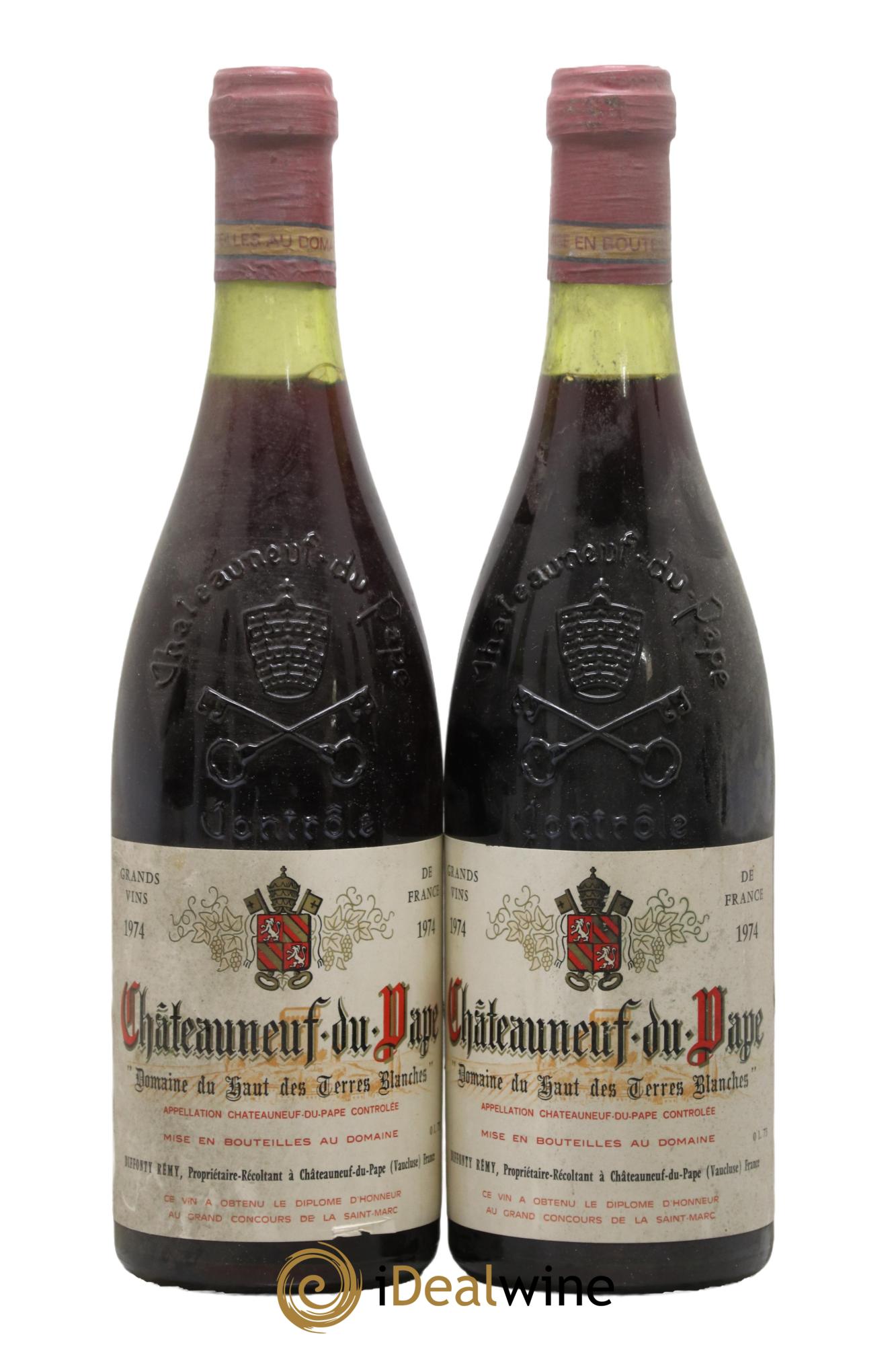 Châteauneuf-du-Pape Domaine du Haut des Terres Blanches Diffonty Remy 1974 - Lot of 2 bottles - 0
